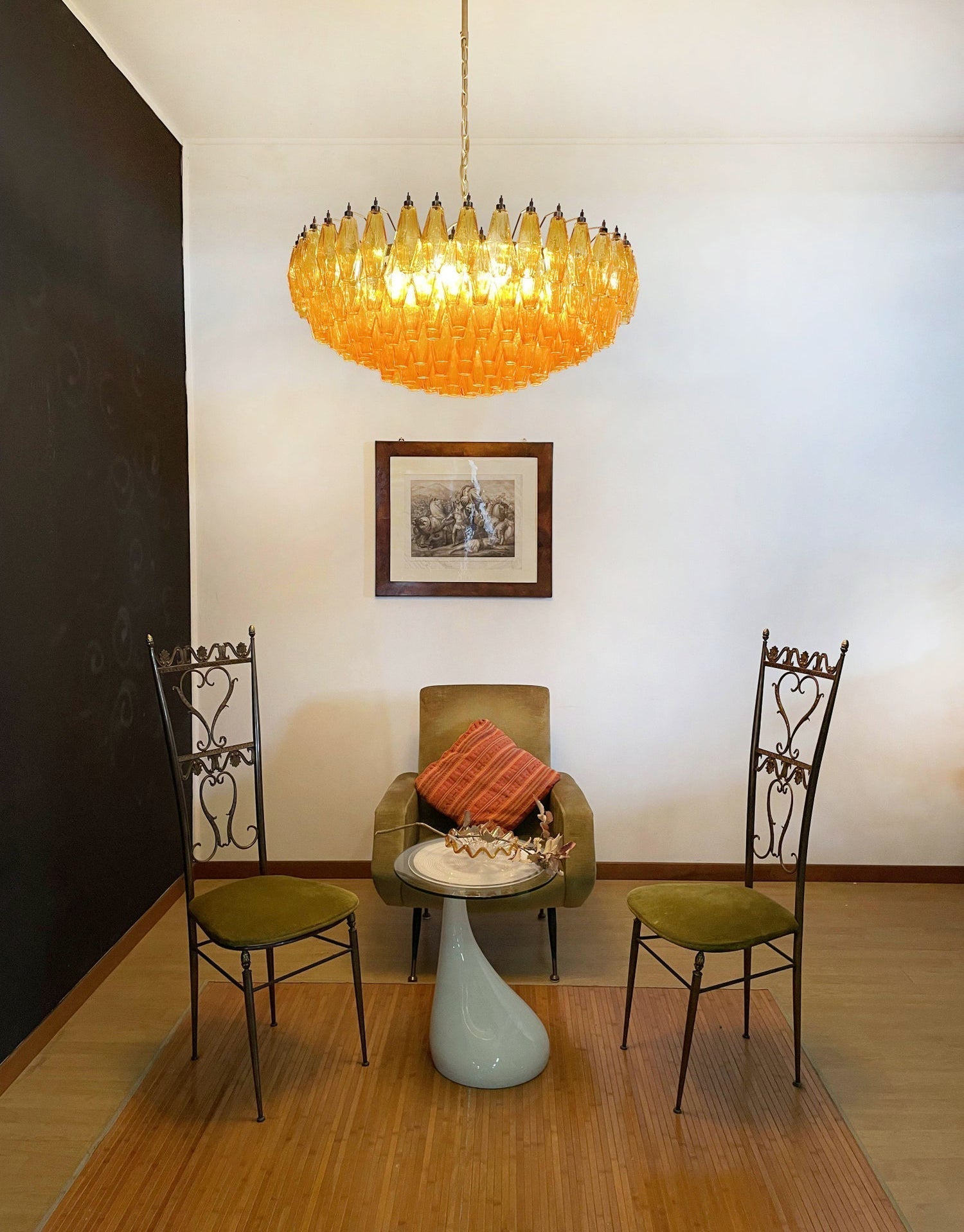 Murano Chandelier Amber Layered Oval - Letslighting