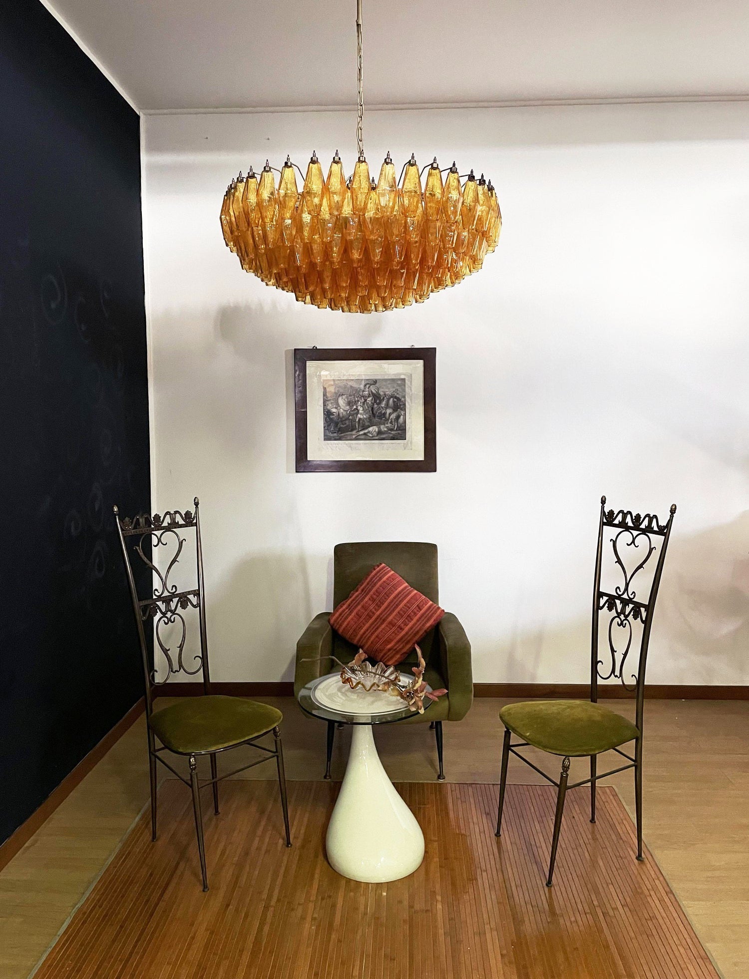 Murano Chandelier Amber Layered Oval - Letslighting