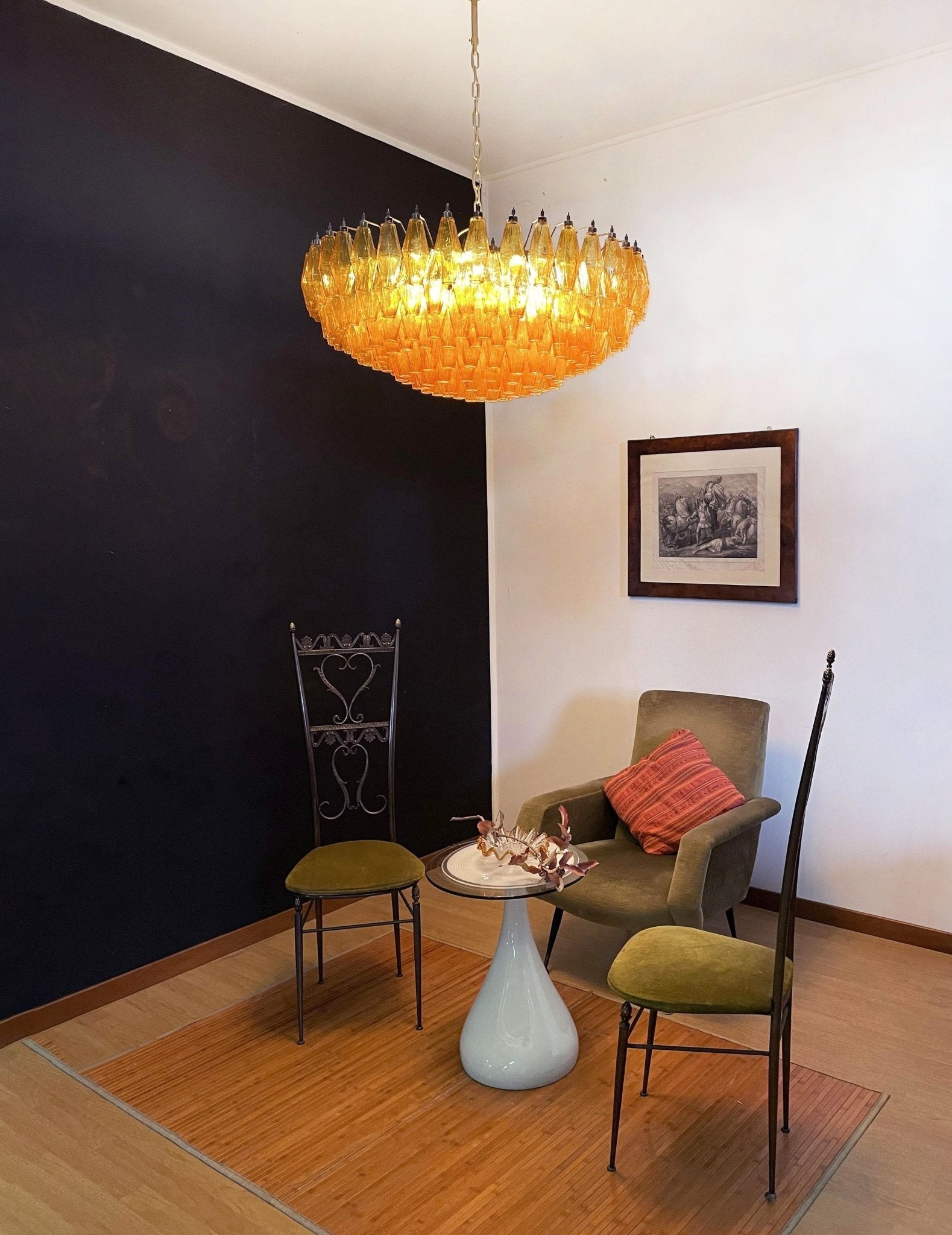 Murano Chandelier Amber Layered Oval - Letslighting