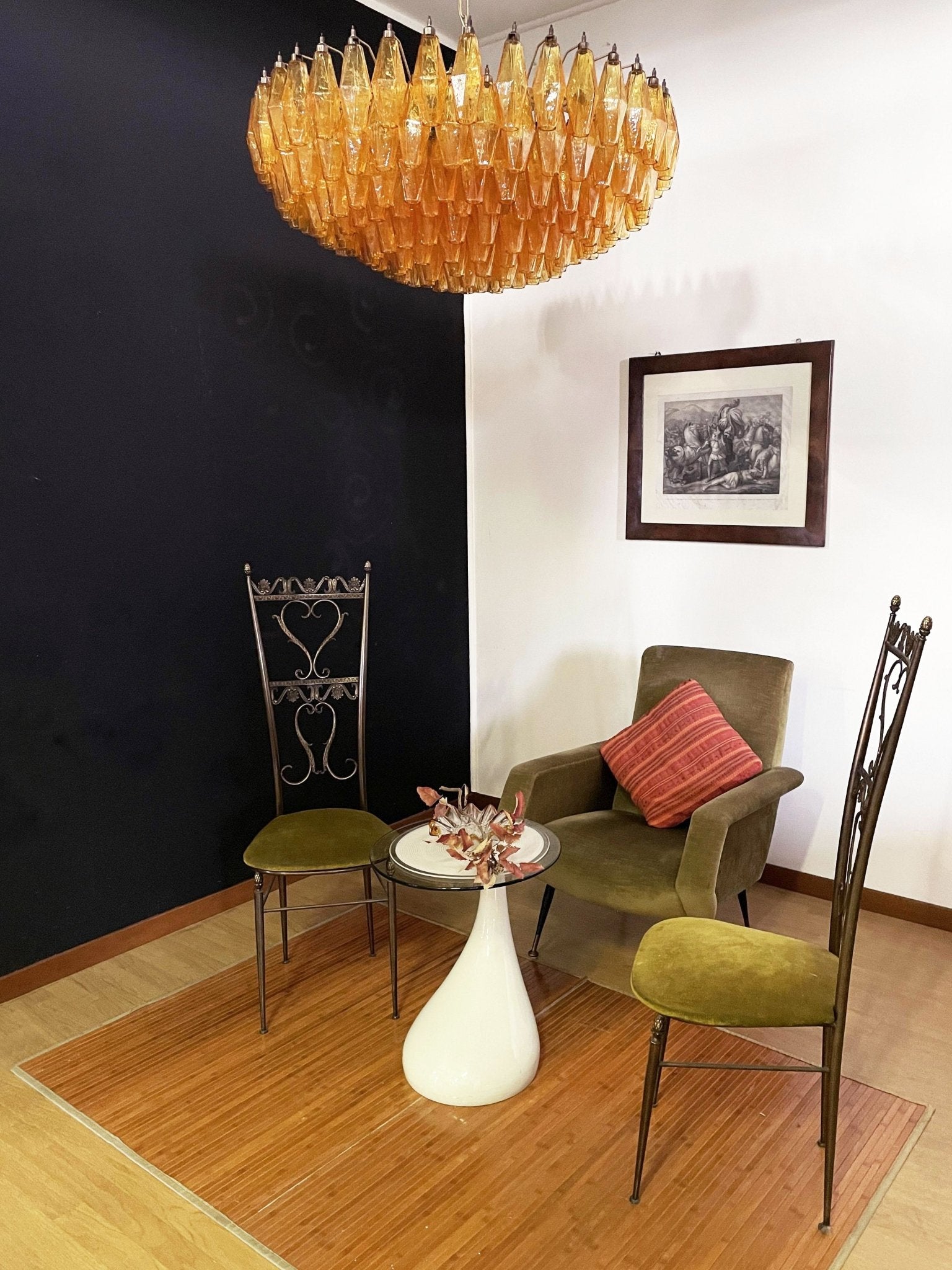Murano Chandelier Amber Layered Oval - Letslighting