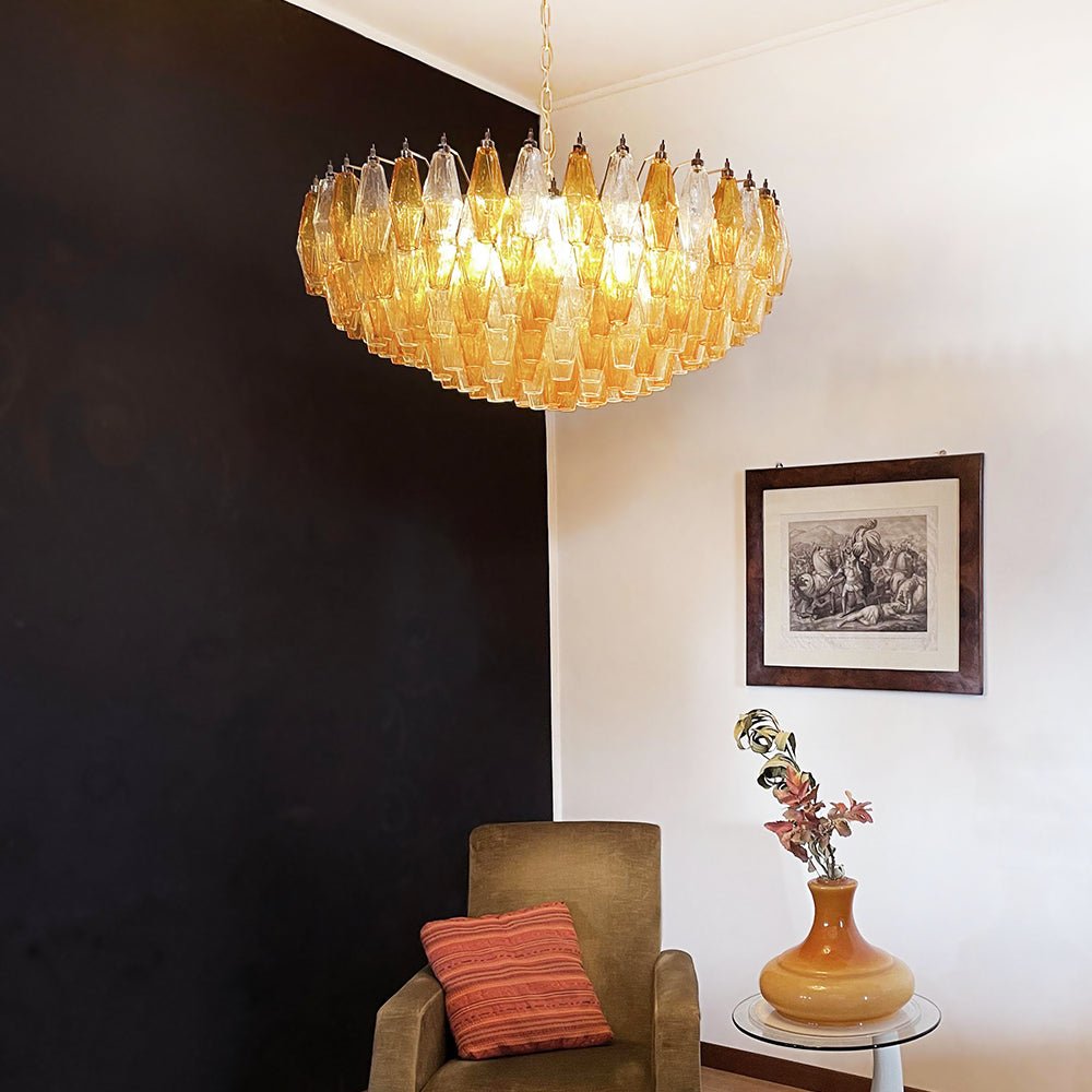 Murano Chandelier Amber Layered Oval - Letslighting