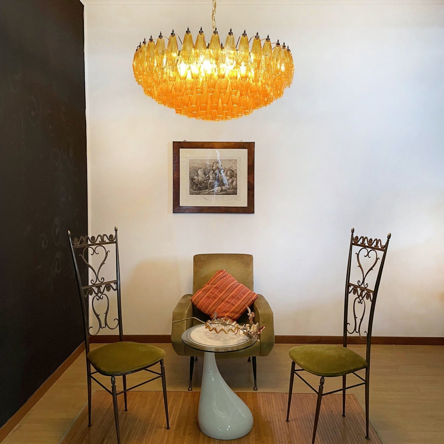 Murano Chandelier Amber Layered Oval - Letslighting