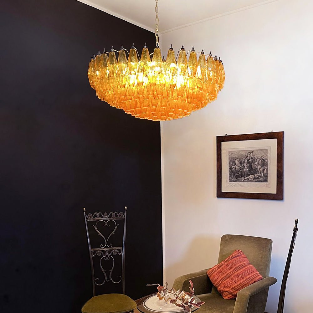 Murano Chandelier Amber Layered Oval - Letslighting