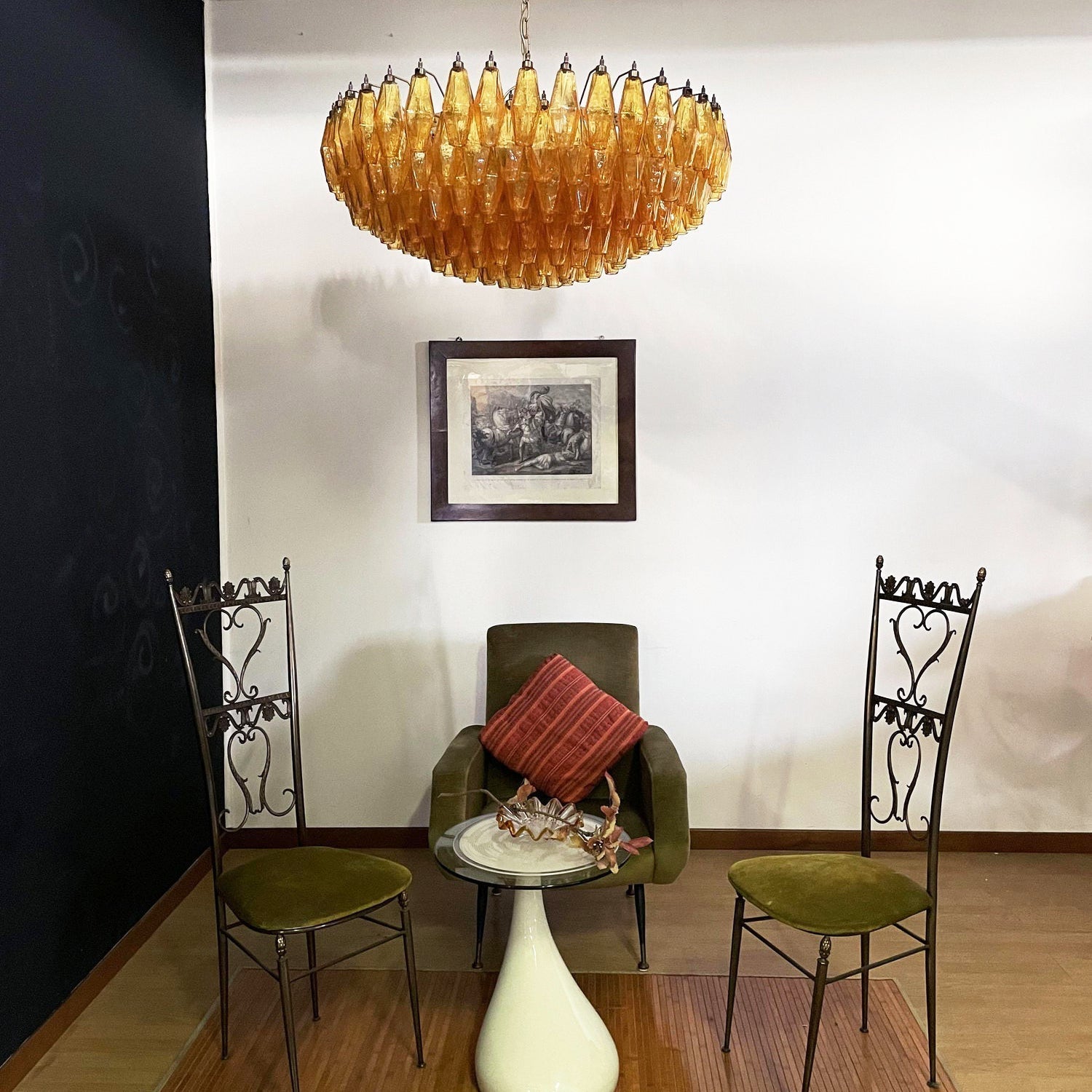Murano Chandelier Amber Layered Oval - Letslighting