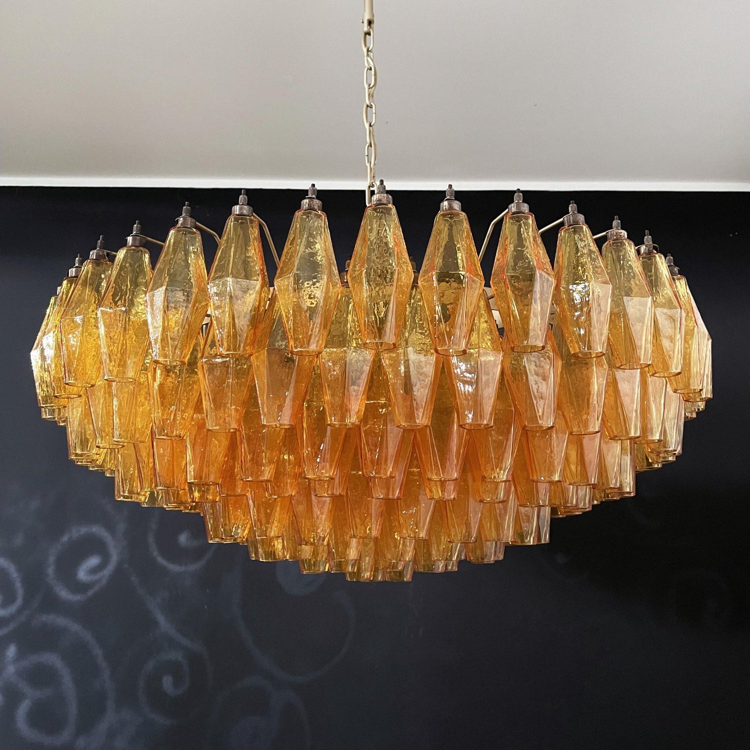 Murano Chandelier Amber Layered Oval - Letslighting