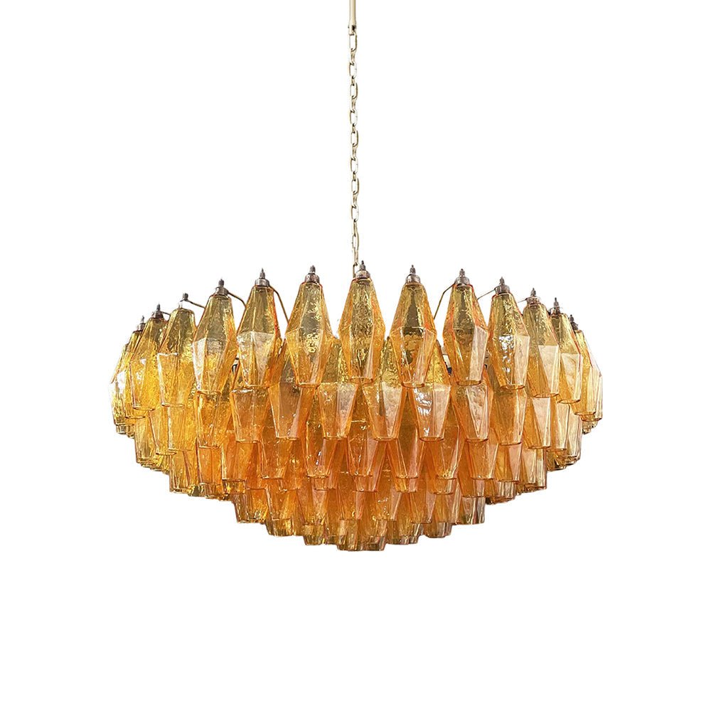 Murano Chandelier Amber Layered Oval - Letslighting