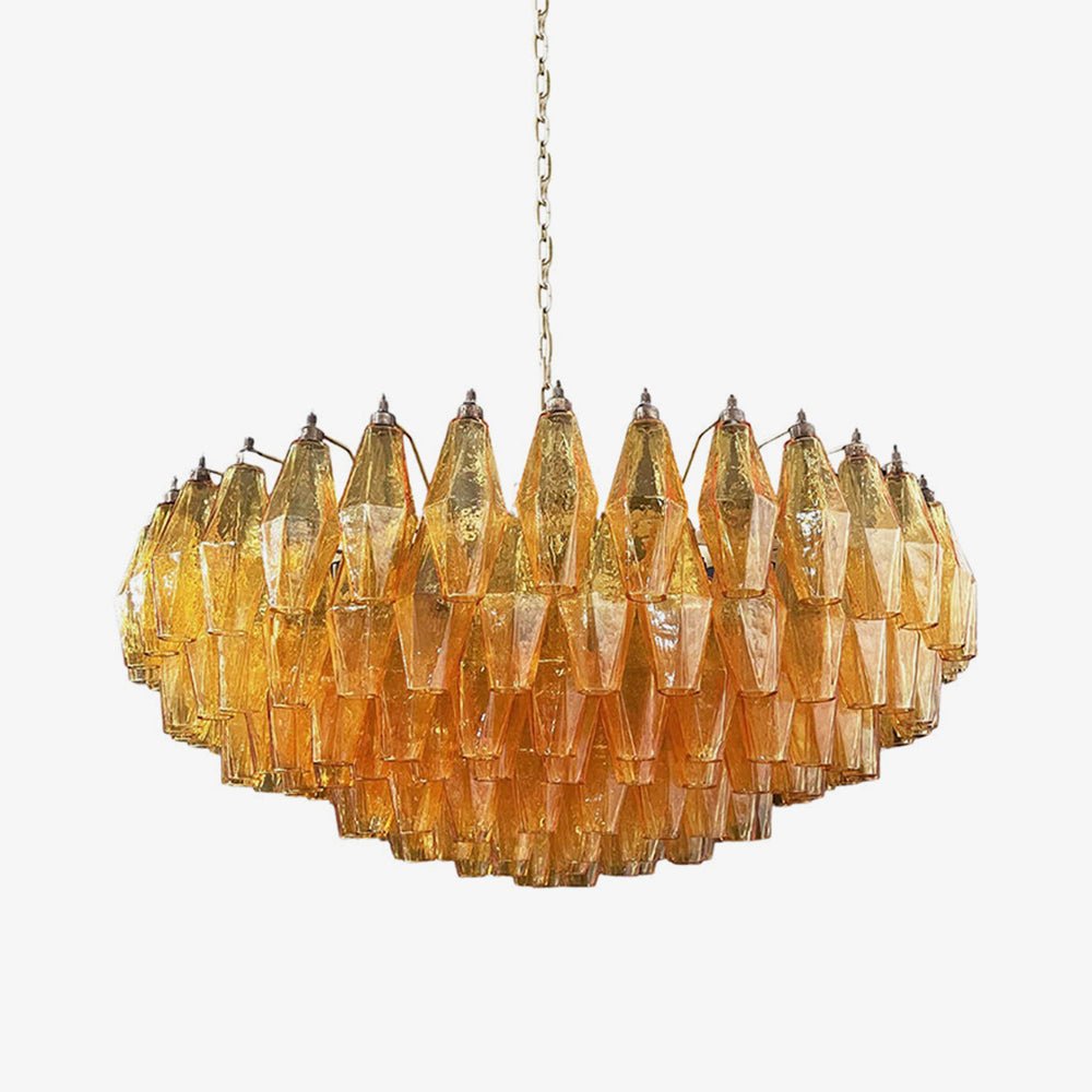 Murano Chandelier Amber Layered Oval - Letslighting