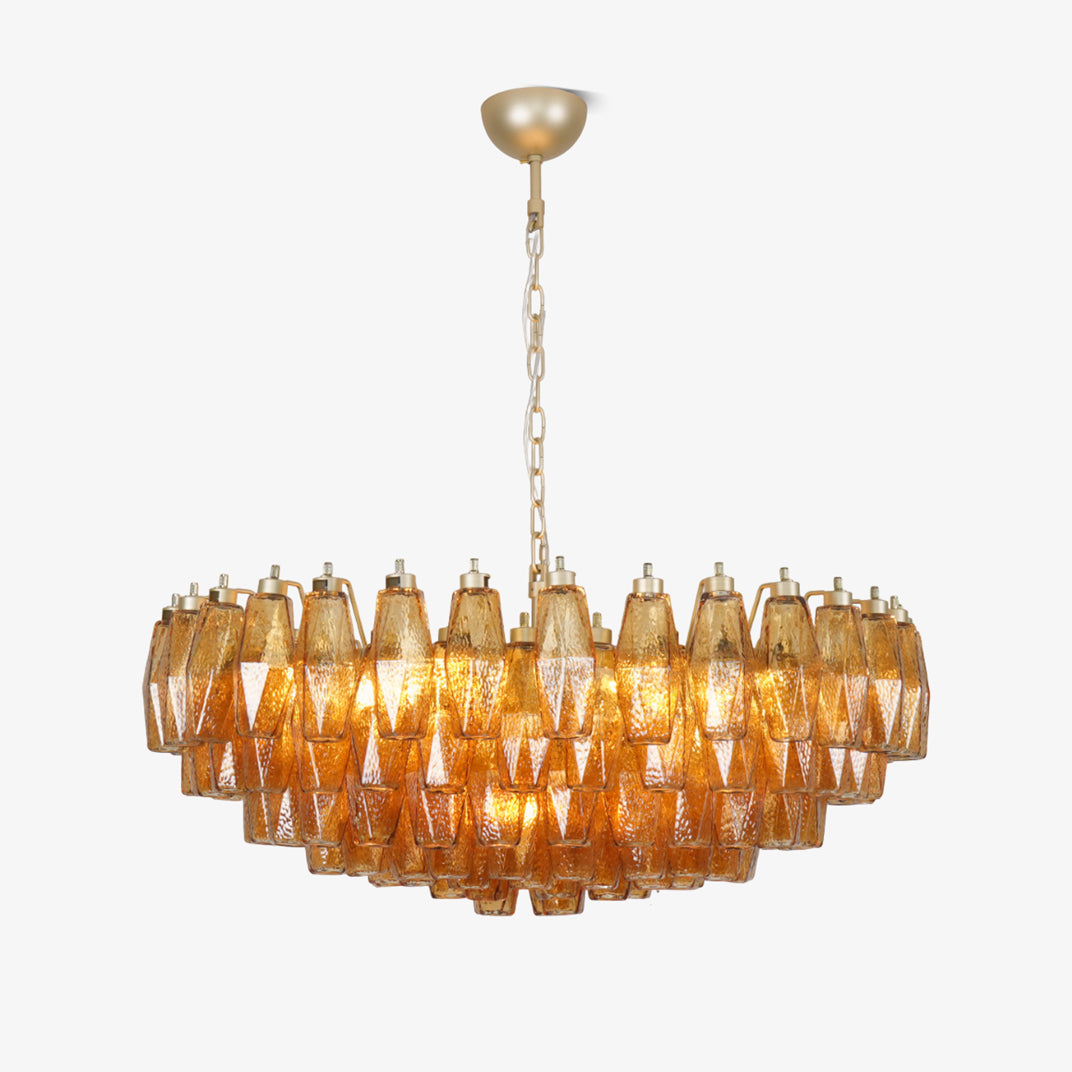 Murano Chandelier Amber Layered Oval - Letslighting