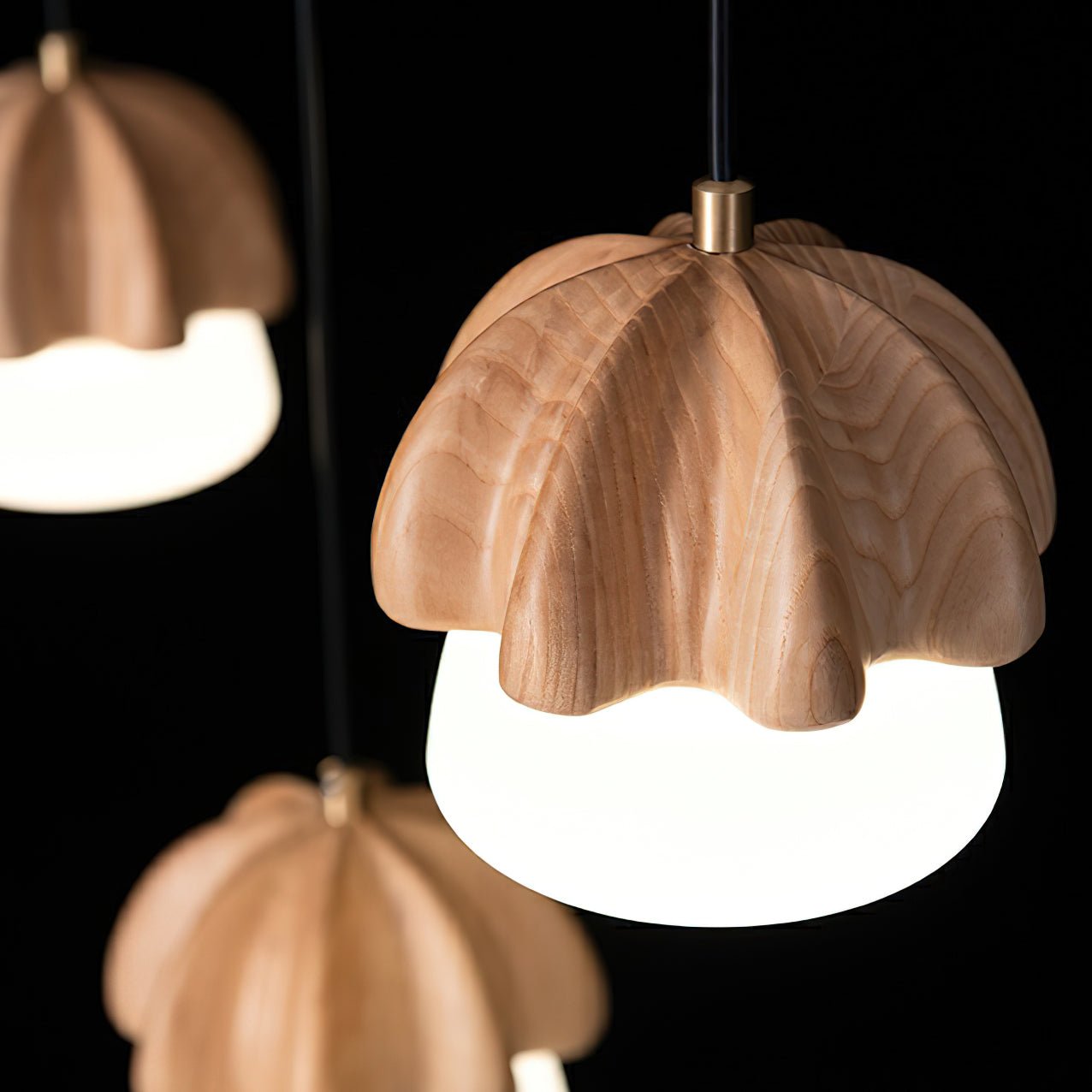 Lustra Pendant Lamp Mushroom Cluster Wood & Glass - Letslighting