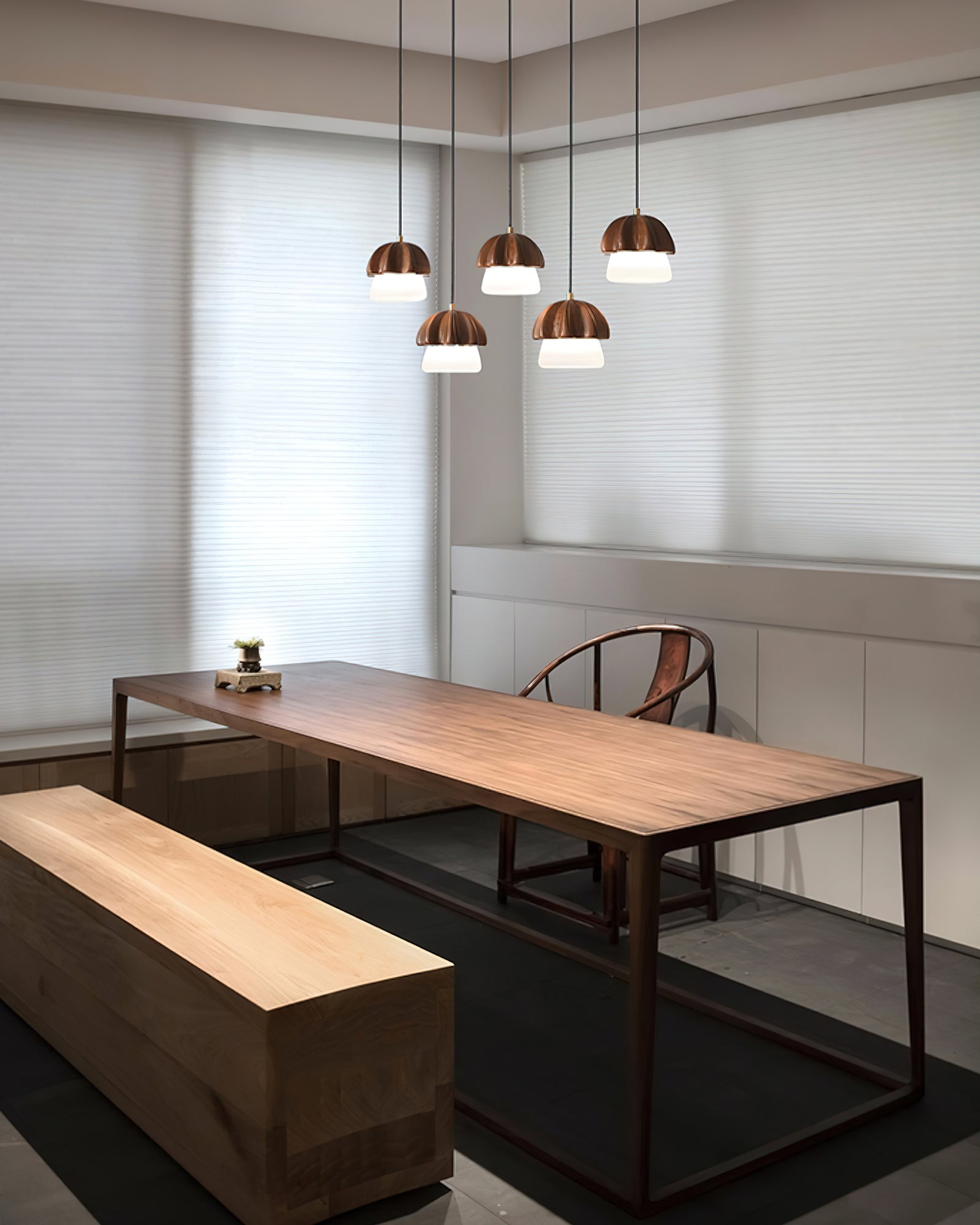 Lustra Pendant Lamp Mushroom Cluster Wood & Glass - Letslighting