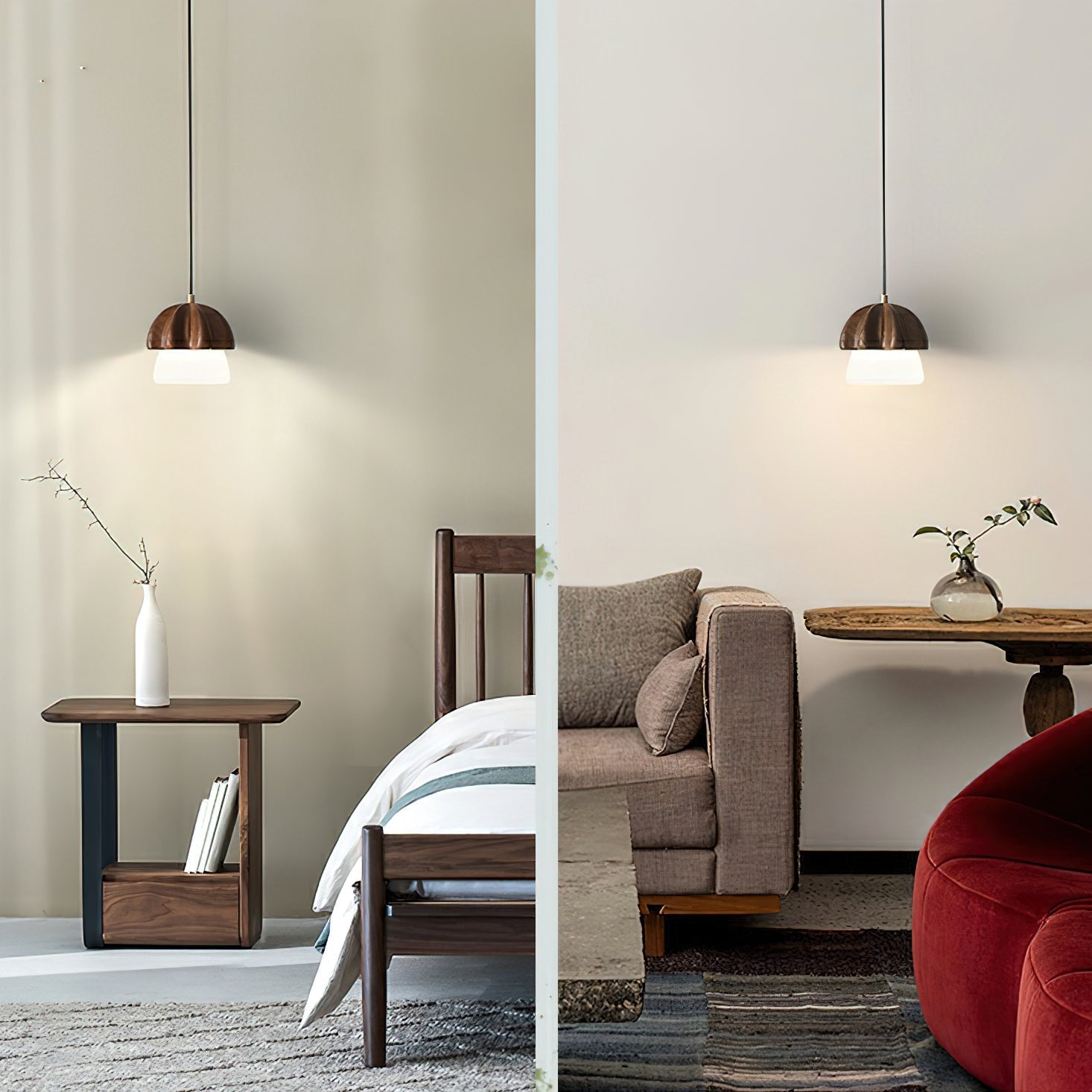 Lustra Pendant Lamp Mushroom Cluster Wood & Glass - Letslighting