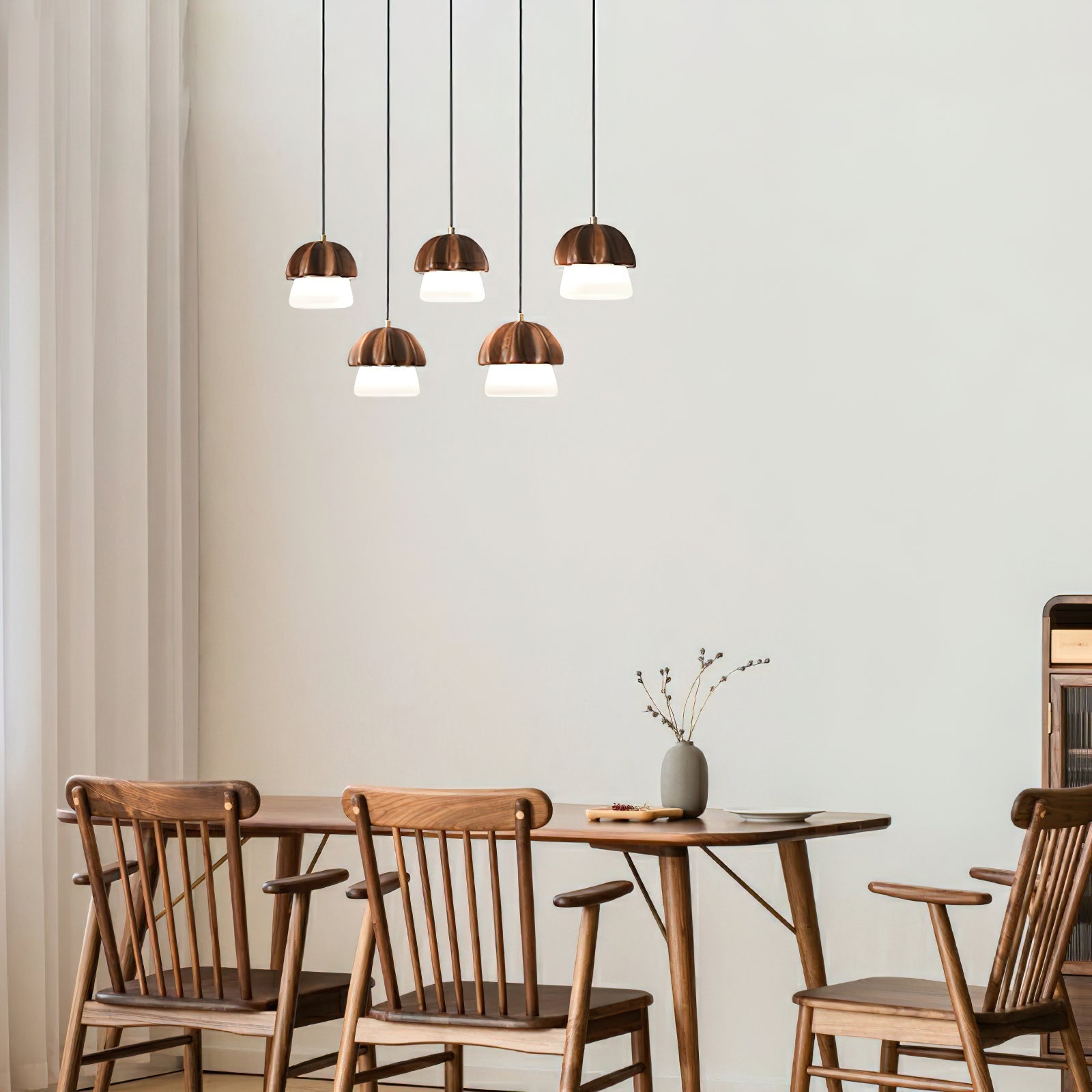 Lustra Pendant Lamp Mushroom Cluster Wood & Glass - Letslighting
