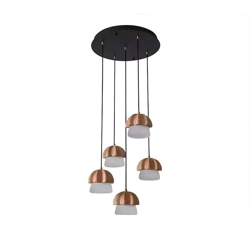 Lustra Pendant Lamp Mushroom Cluster Wood & Glass - Letslighting