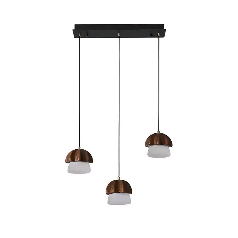 Lustra Pendant Lamp Mushroom Cluster Wood & Glass - Letslighting
