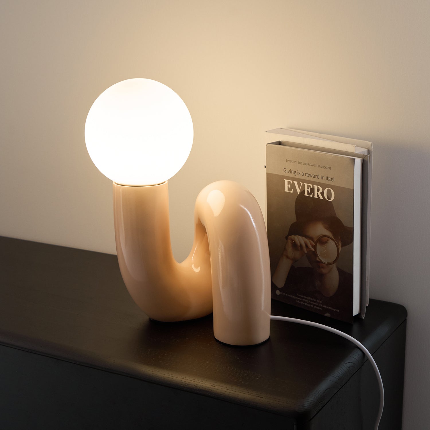Table Lamp Playful N Shape All White - Letslighting