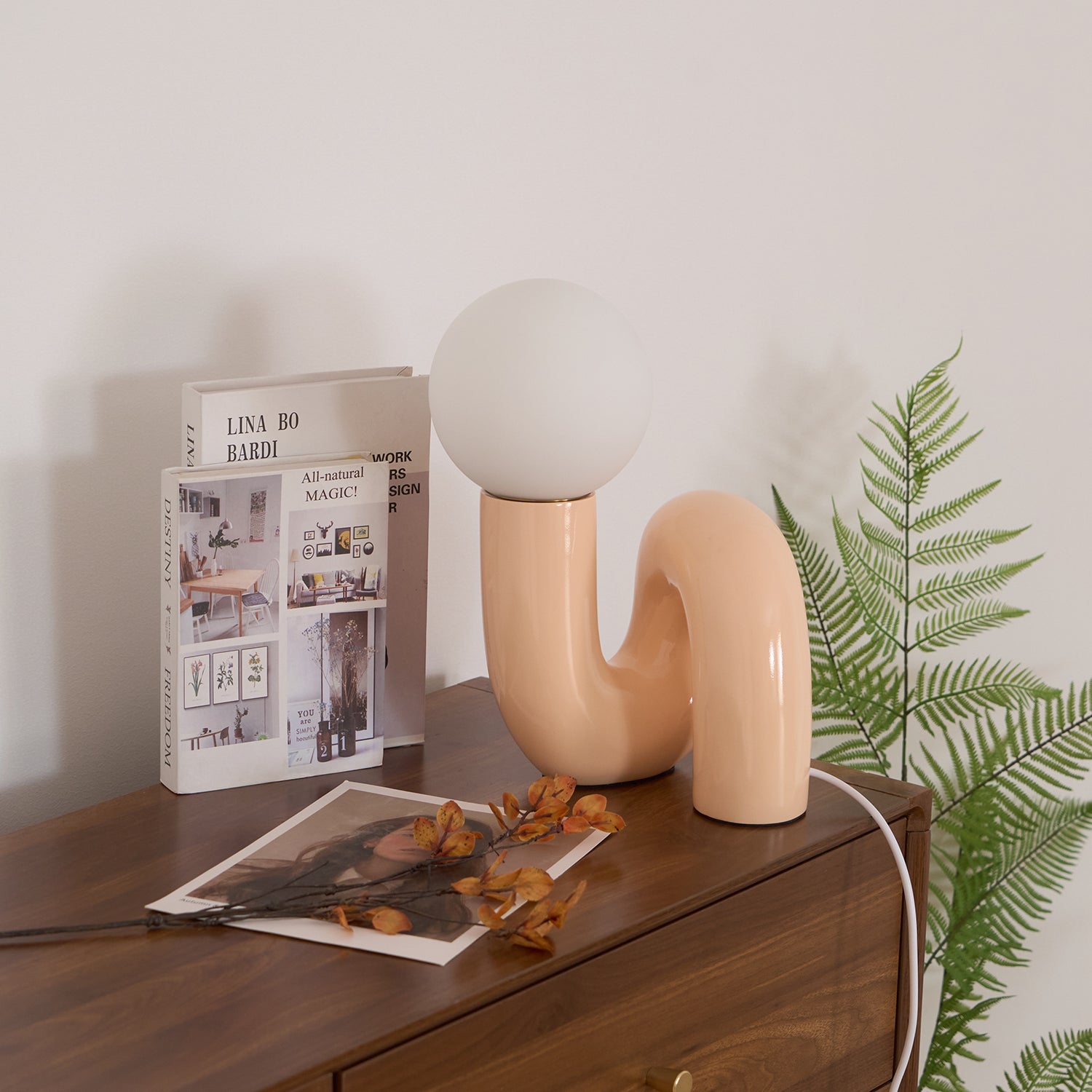 Table Lamp Playful N Shape All White - Letslighting