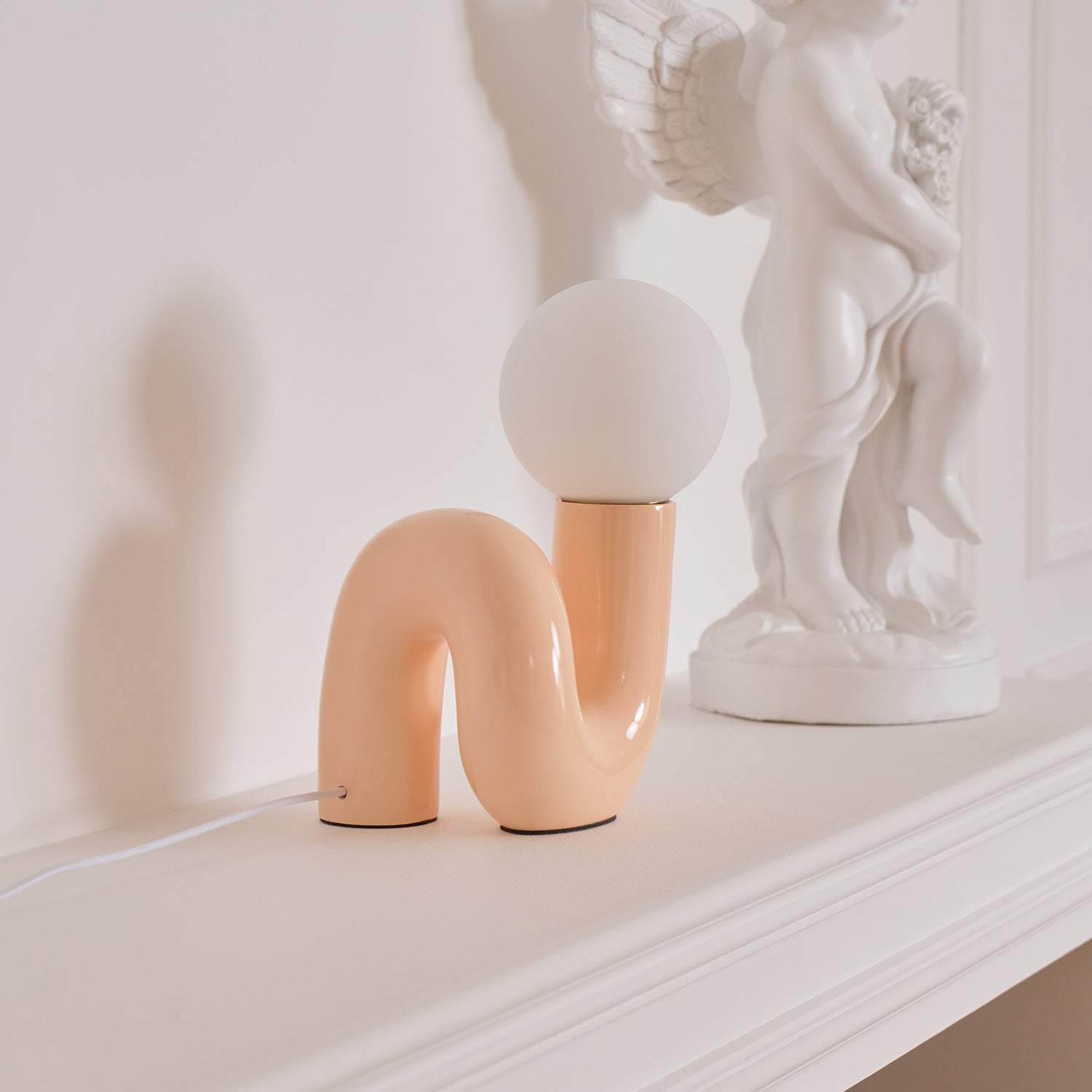 Table Lamp Playful N Shape All White - Letslighting