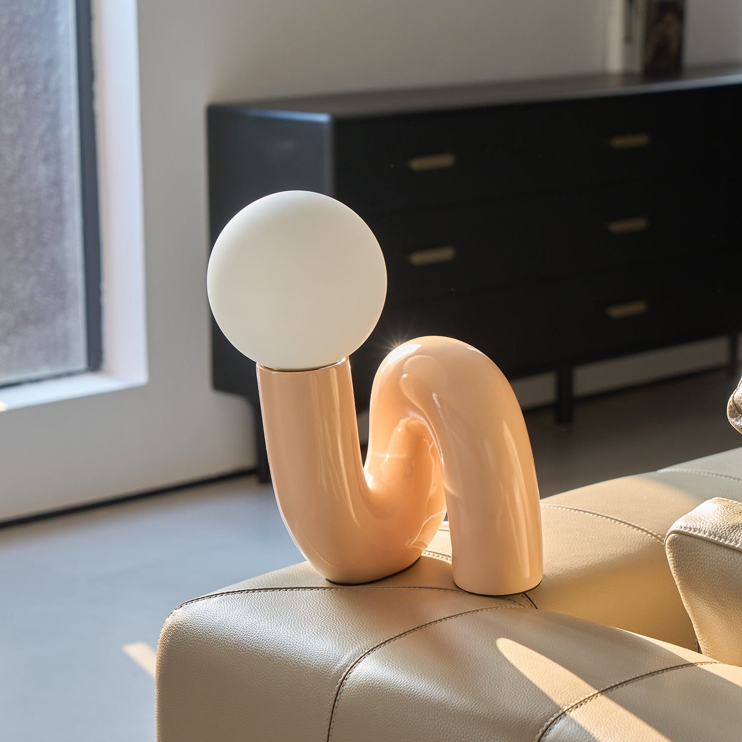 Table Lamp Playful N Shape All White - Letslighting