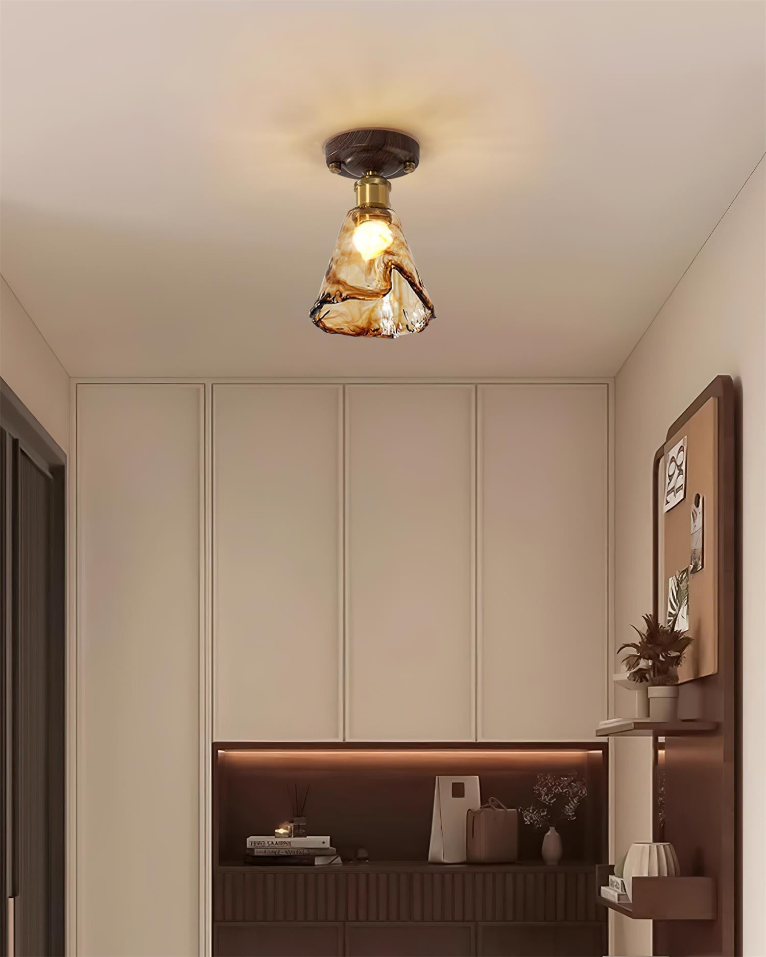Velimo Amber Glass Flush Mount Ceiling Light - Letslighting