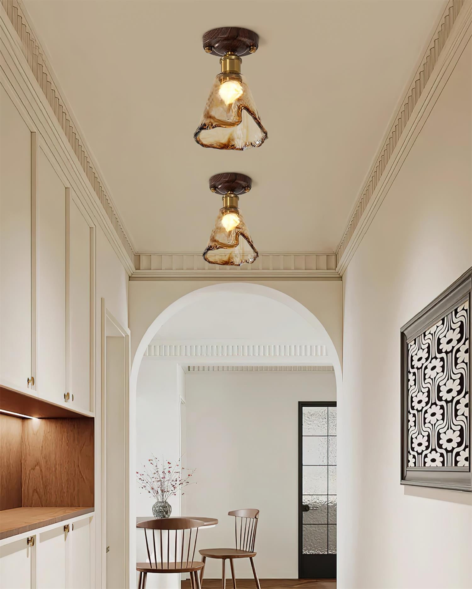 Velimo Amber Glass Flush Mount Ceiling Light - Letslighting