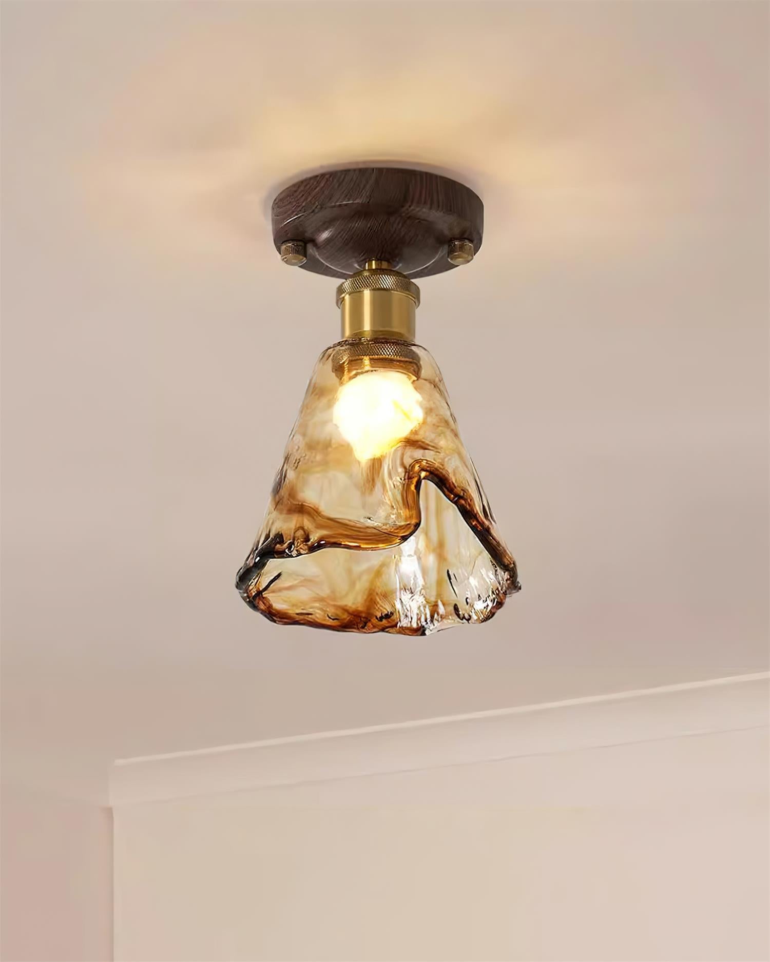 Velimo Amber Glass Flush Mount Ceiling Light - Letslighting