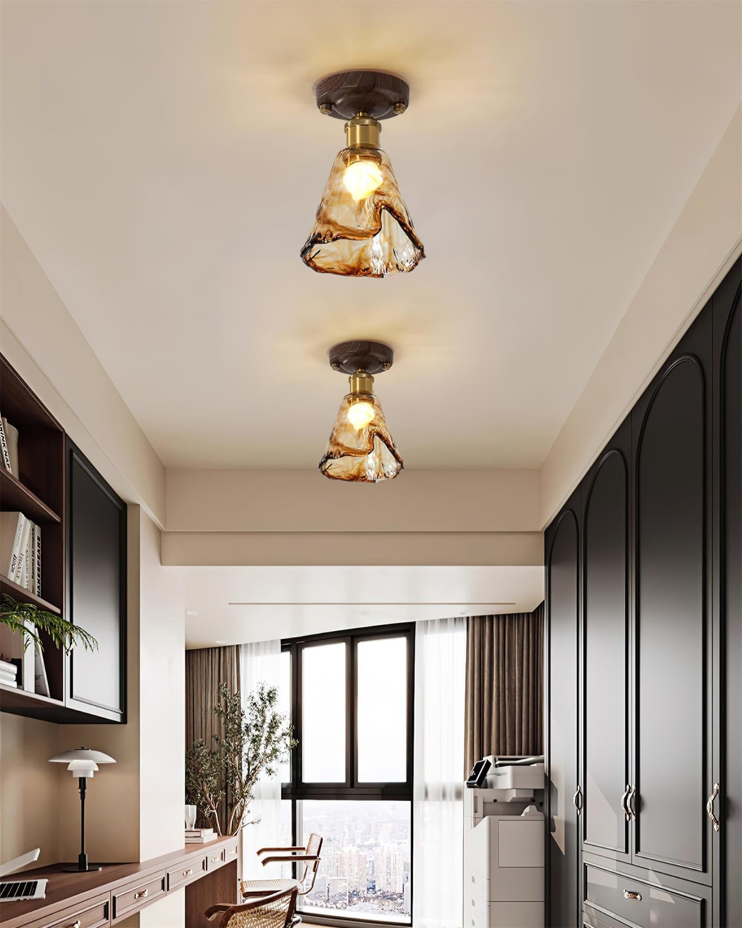Velimo Amber Glass Flush Mount Ceiling Light - Letslighting