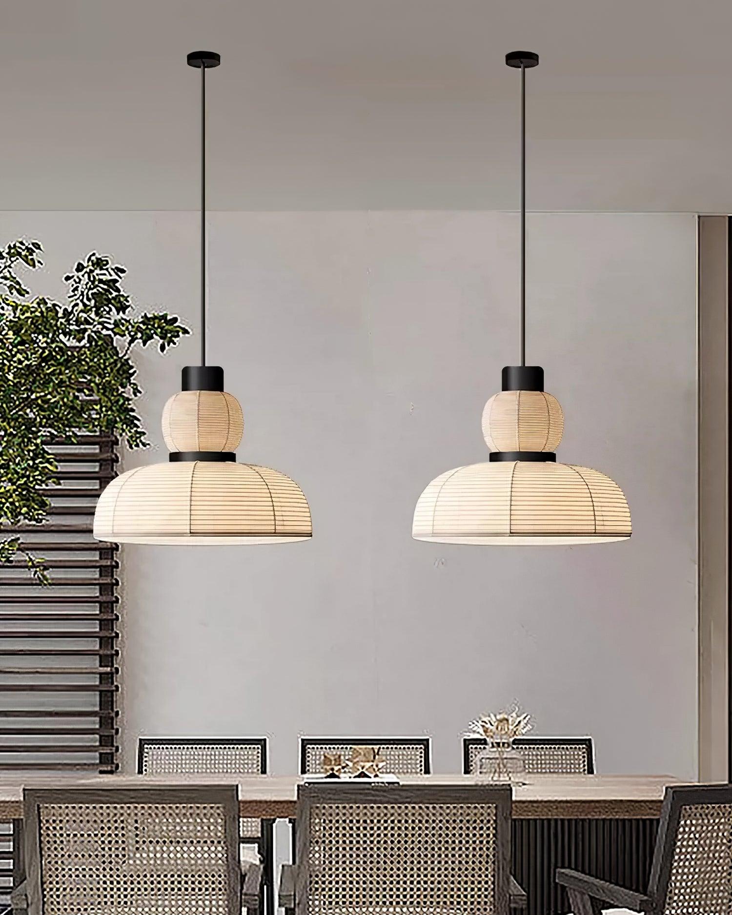 Pendant Lamp White Fabric Shade Black Cable Gentle Ambient Glow - Letslighting