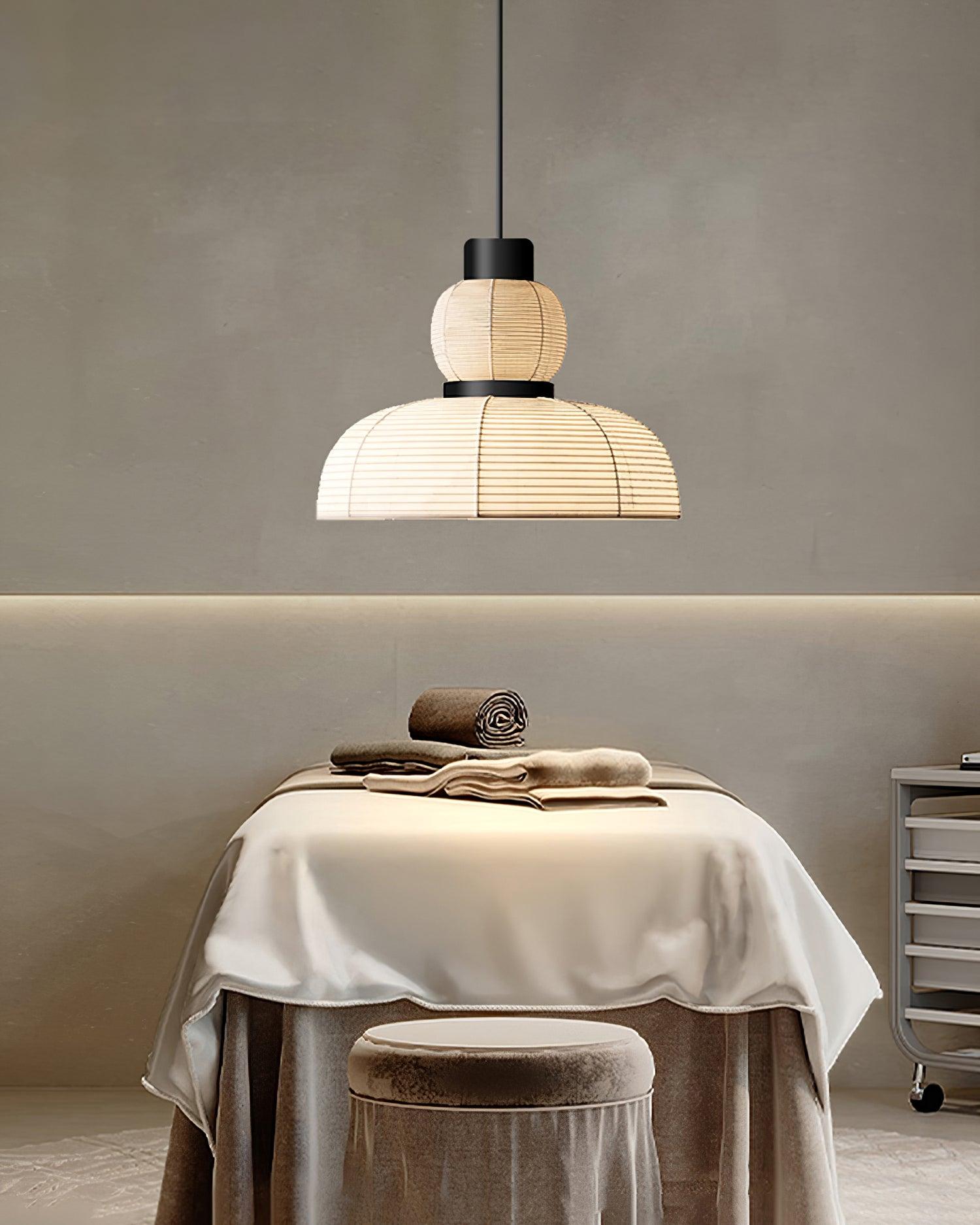 Pendant Lamp White Fabric Shade Black Cable Gentle Ambient Glow - Letslighting