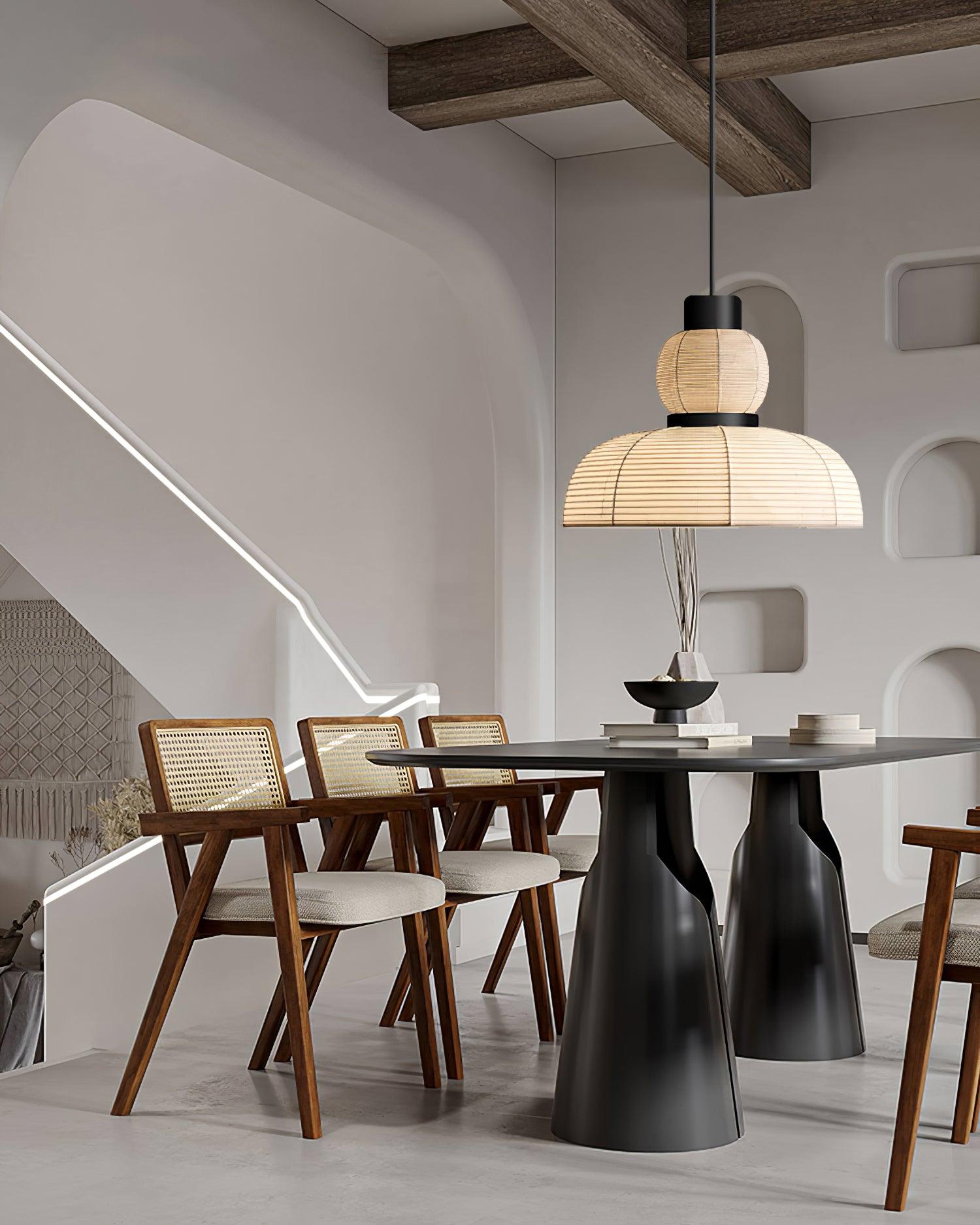 Pendant Lamp White Fabric Shade Black Cable Gentle Ambient Glow - Letslighting