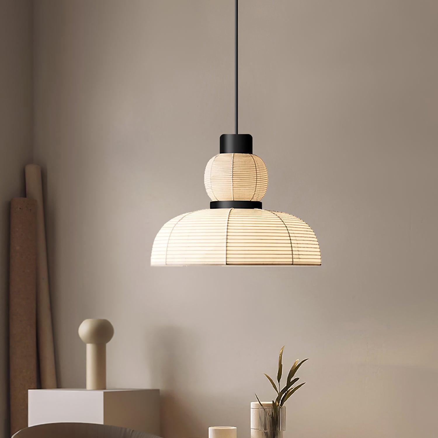 Pendant Lamp White Fabric Shade Black Cable Gentle Ambient Glow - Letslighting