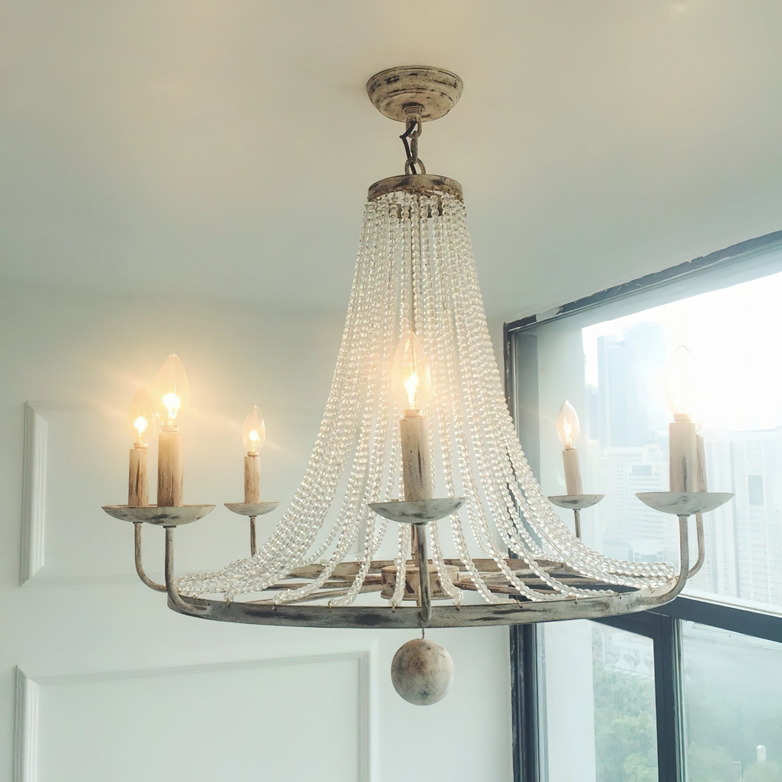 Coloros Vintage Industrial White Chandelier - Letslighting