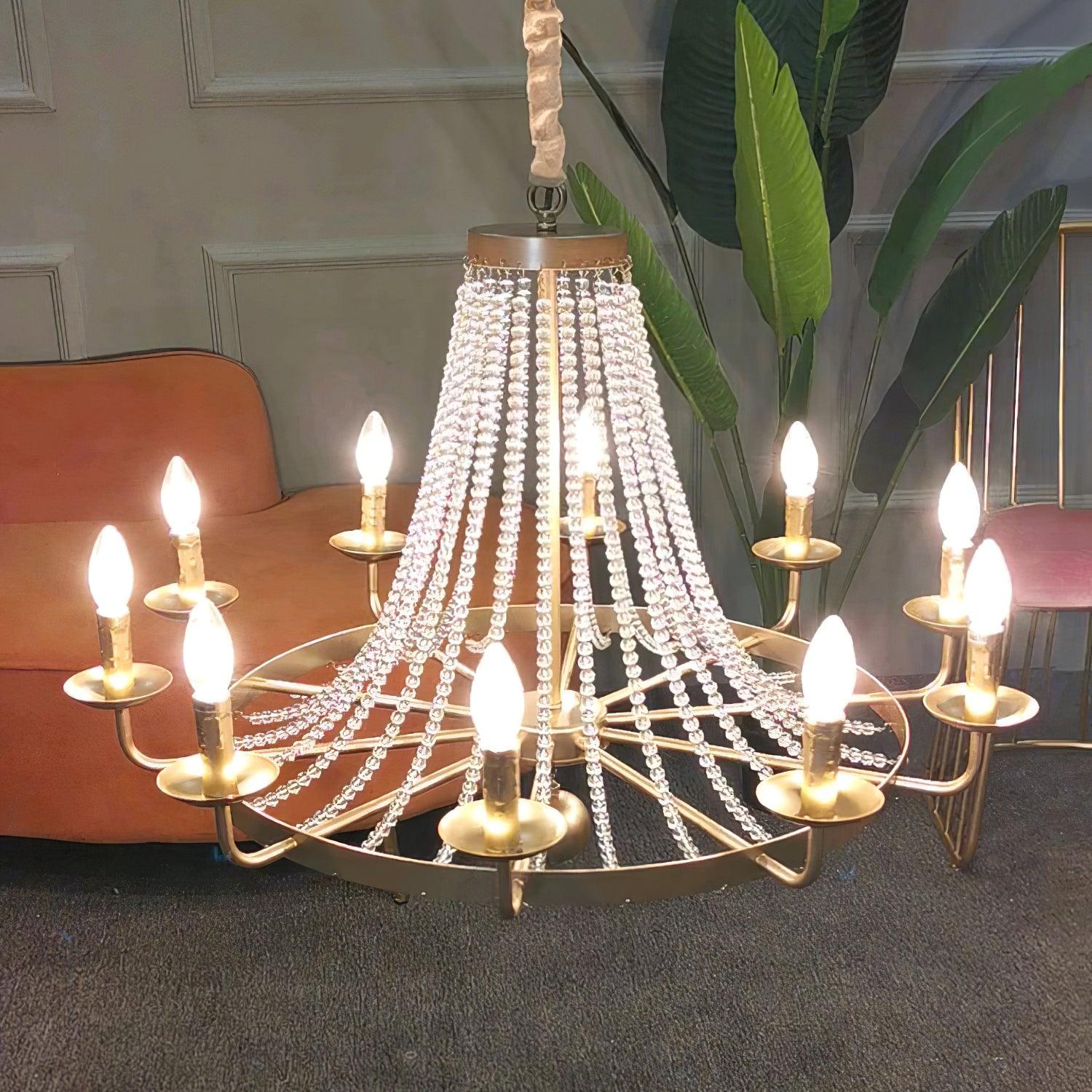 Naples Chandelier Crystal Iron Rustic Modern - Letslighting