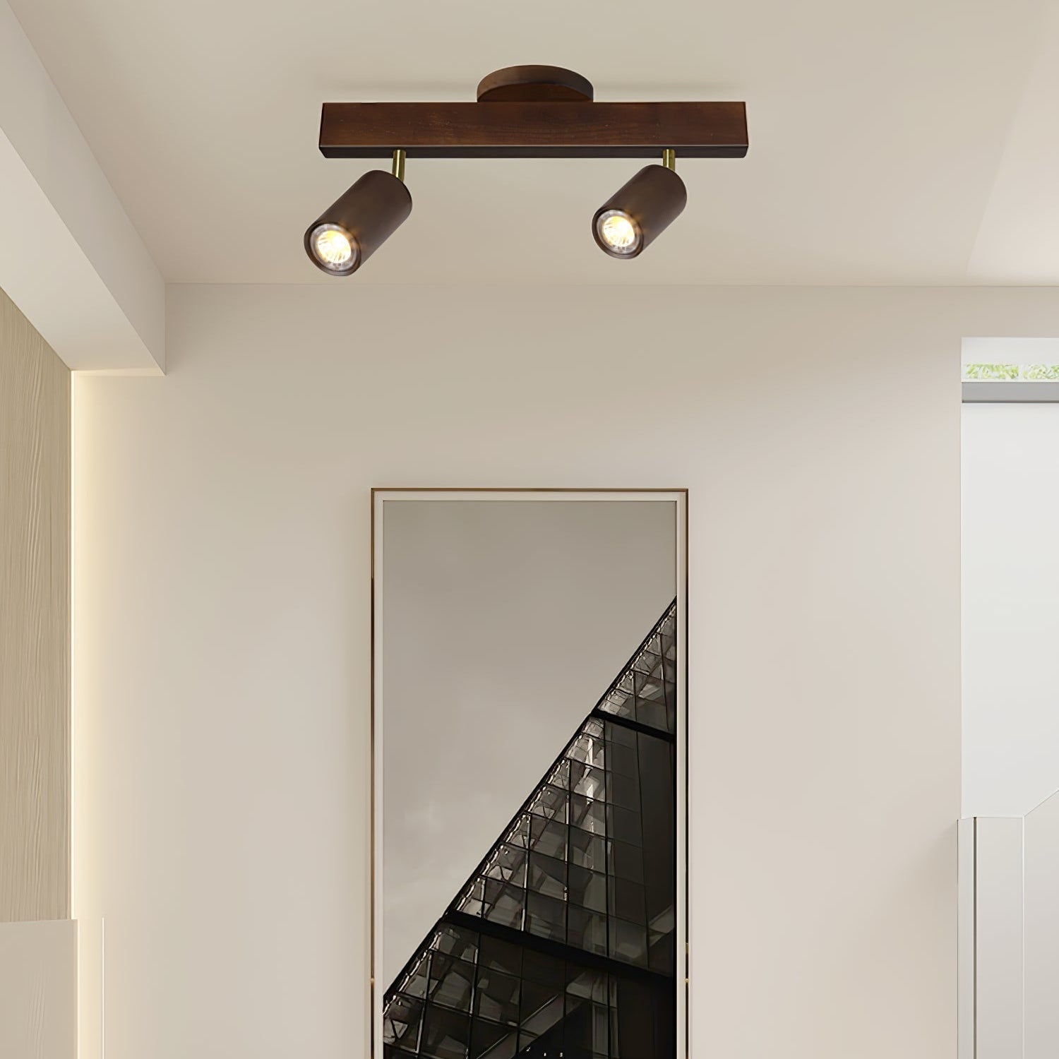 Solara Ceiling Lamp Natural Wood Beam with Spotlight - Letslighting