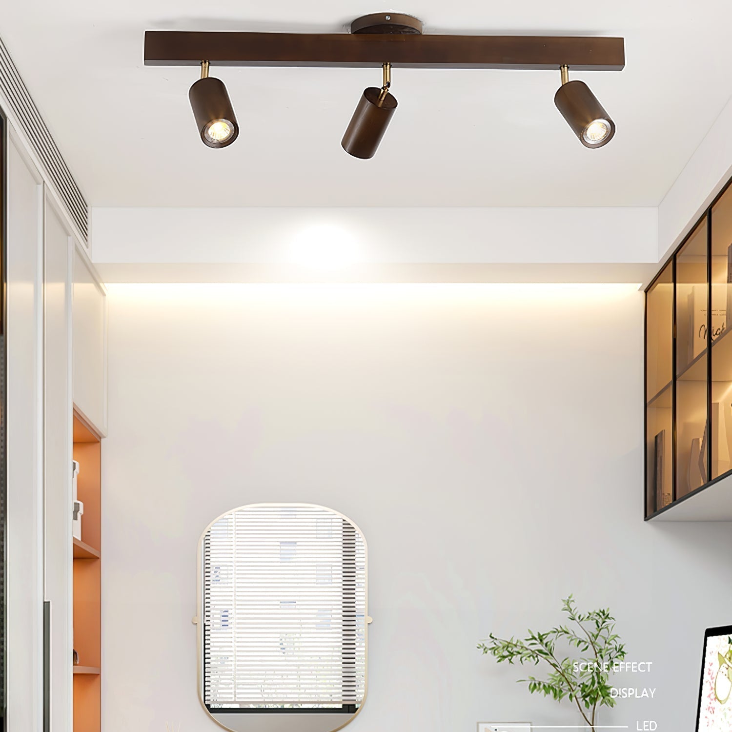Solara Ceiling Lamp Natural Wood Beam with Spotlight - Letslighting