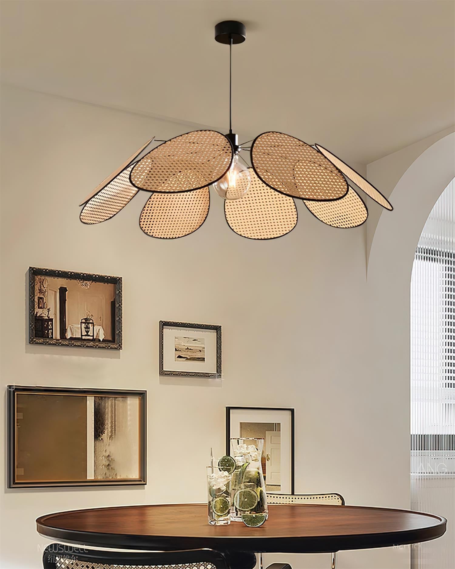 Chandelier with Rattan Petals and Frame Ambient Bohemian - Letslighting
