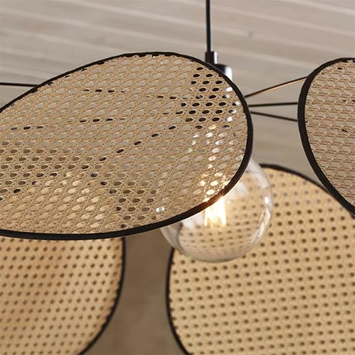 Chandelier with Rattan Petals and Frame Ambient Bohemian - Letslighting
