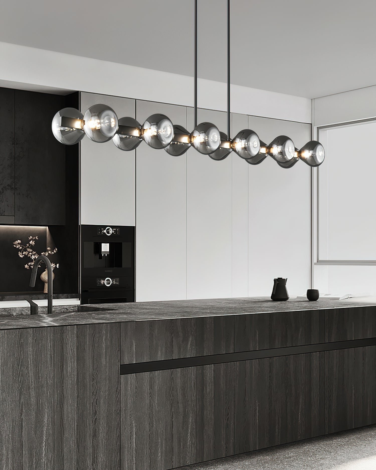 Lustra Chandelier Black Frame Smoked Glass Bold - Letslighting