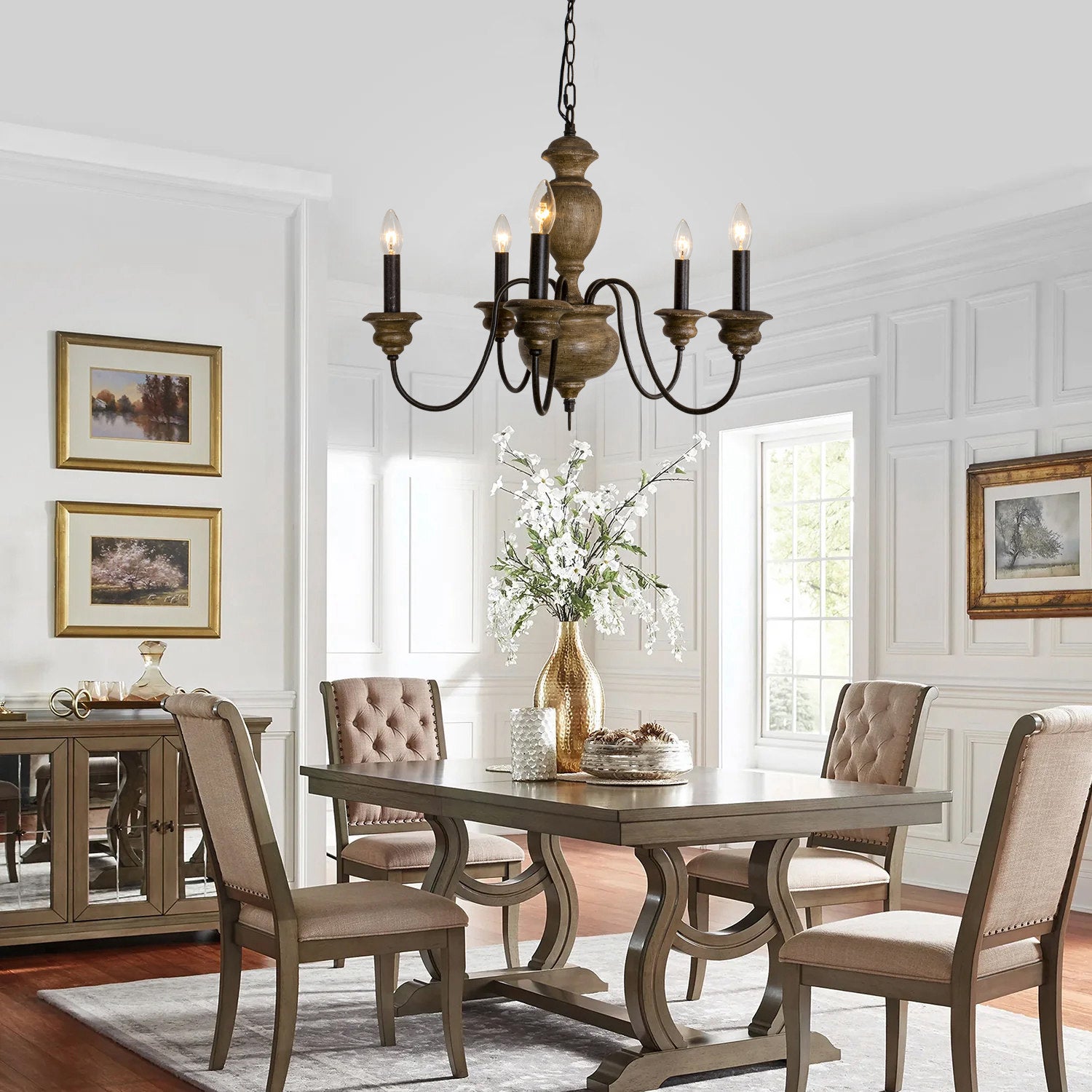 Evvine Vintage Industrial Wood Chandelier - Letslighting