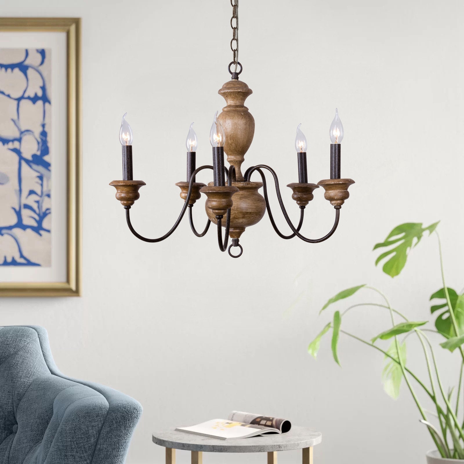 Evvine Vintage Industrial Wood Chandelier - Letslighting