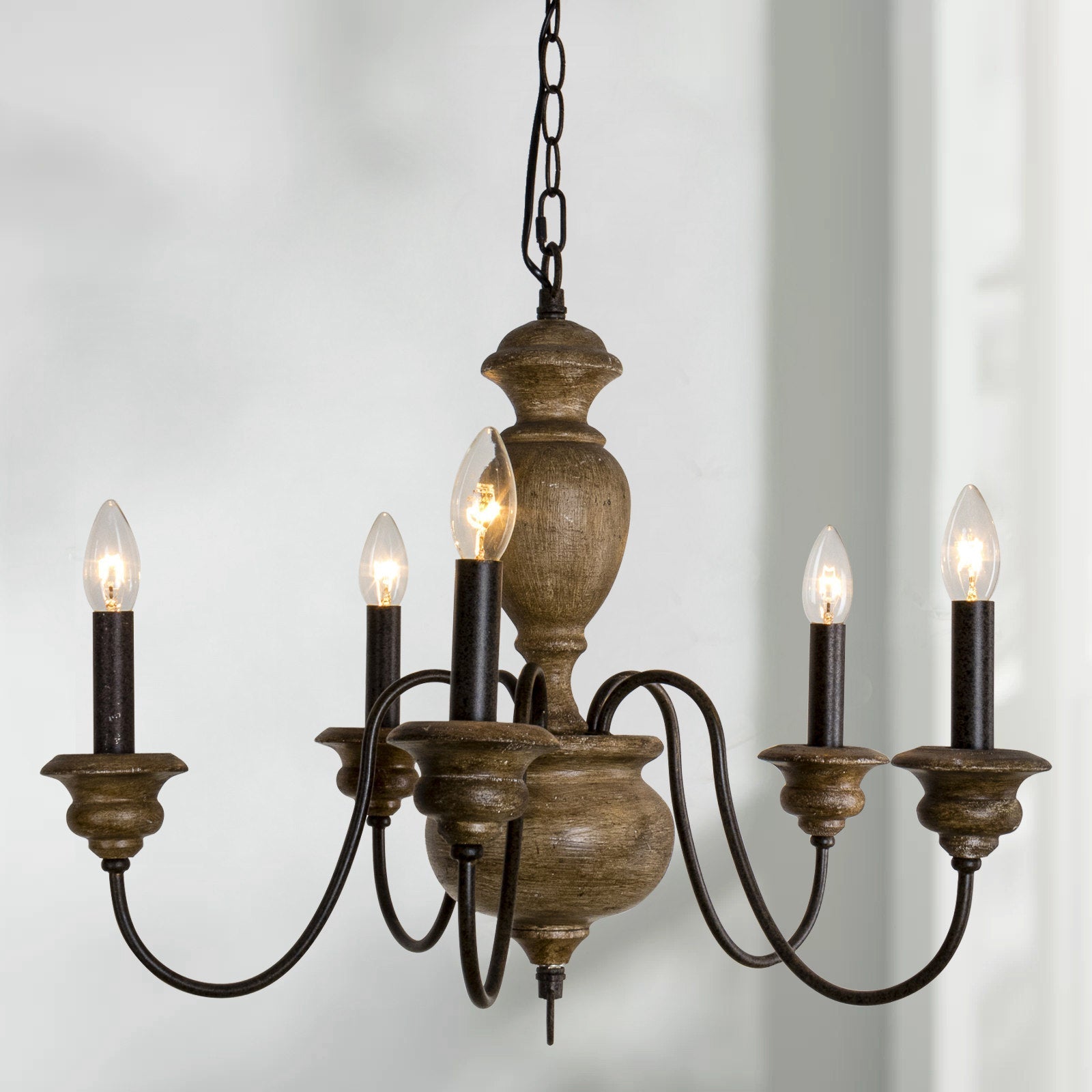 Evvine Vintage Industrial Wood Chandelier - Letslighting