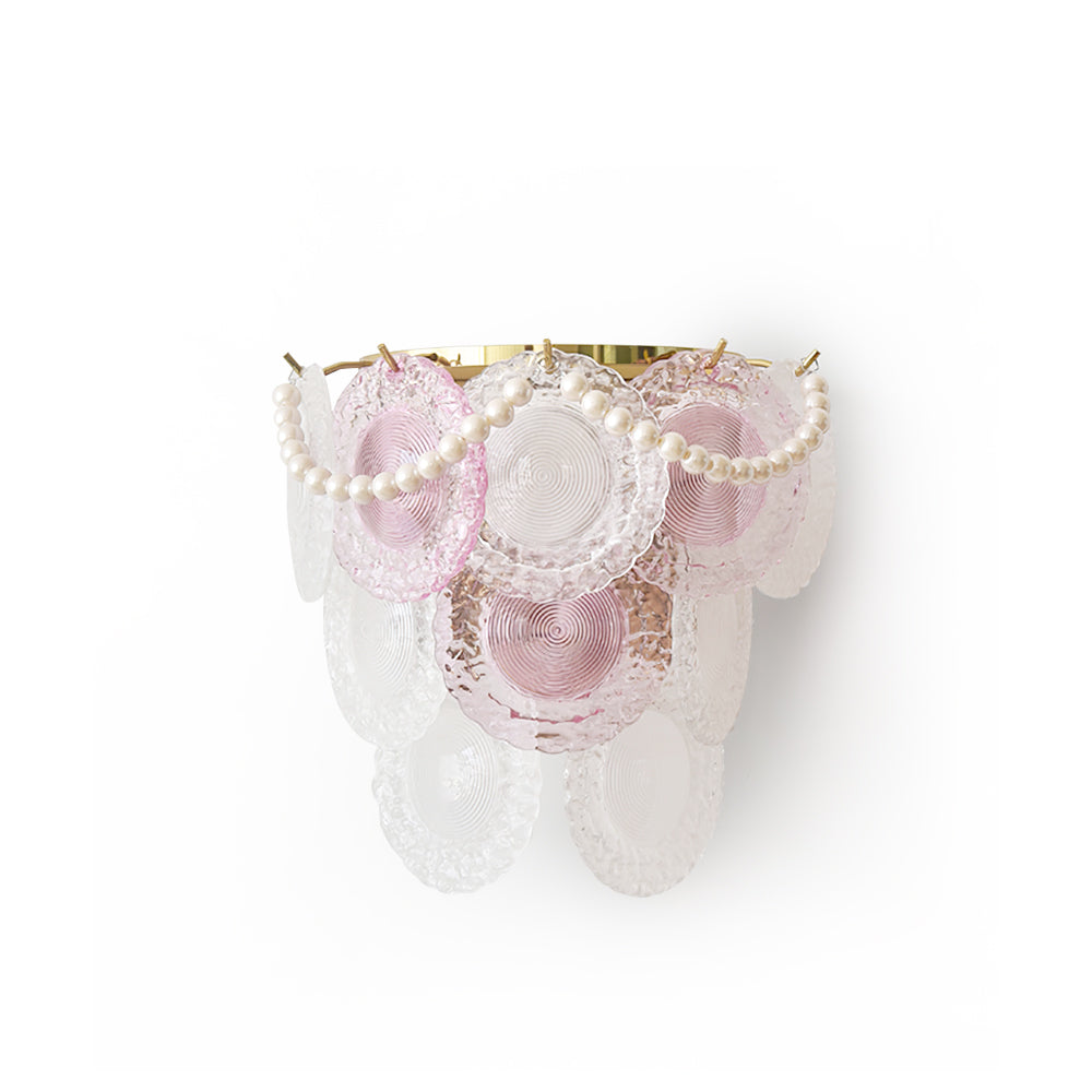Nenufar Wall Lamp Pink And Gold Glass For Bedroom Ambiance - Letslighting