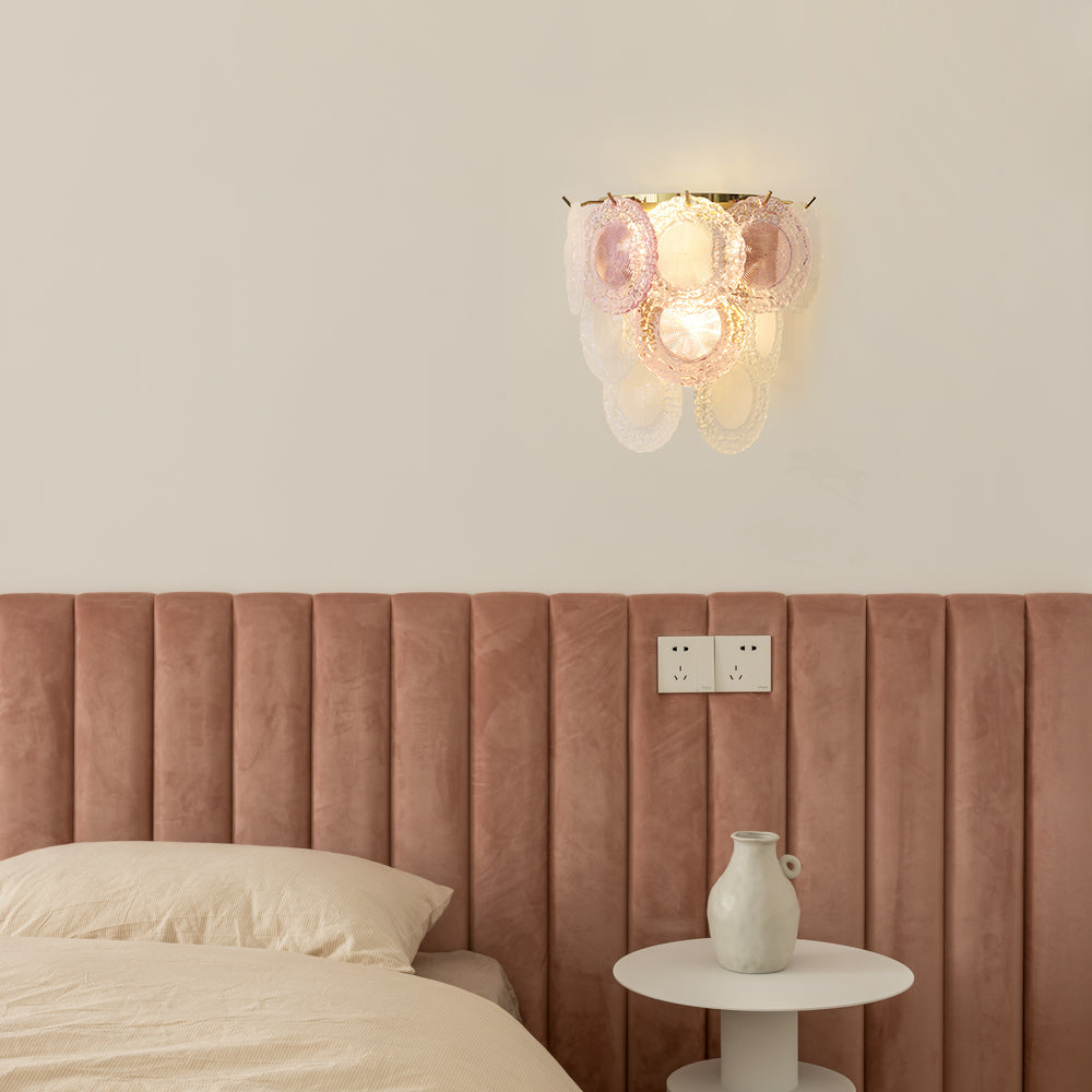 Nenufar Wall Lamp Pink And Gold Glass For Bedroom Ambiance - Letslighting