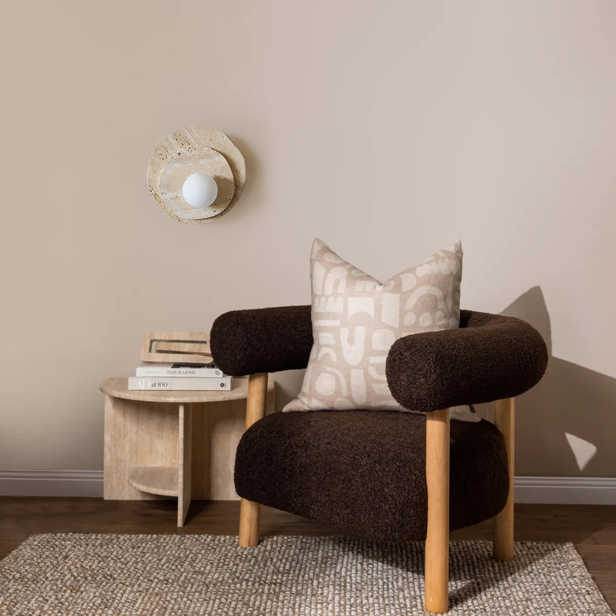 Neptune Wall Light Travertine Layered Wabi-sabi Aesthetics - Letslighting