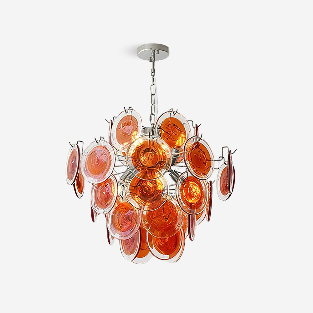 Neuvy Chandelier Iridescent Glass Discs - Letslighting