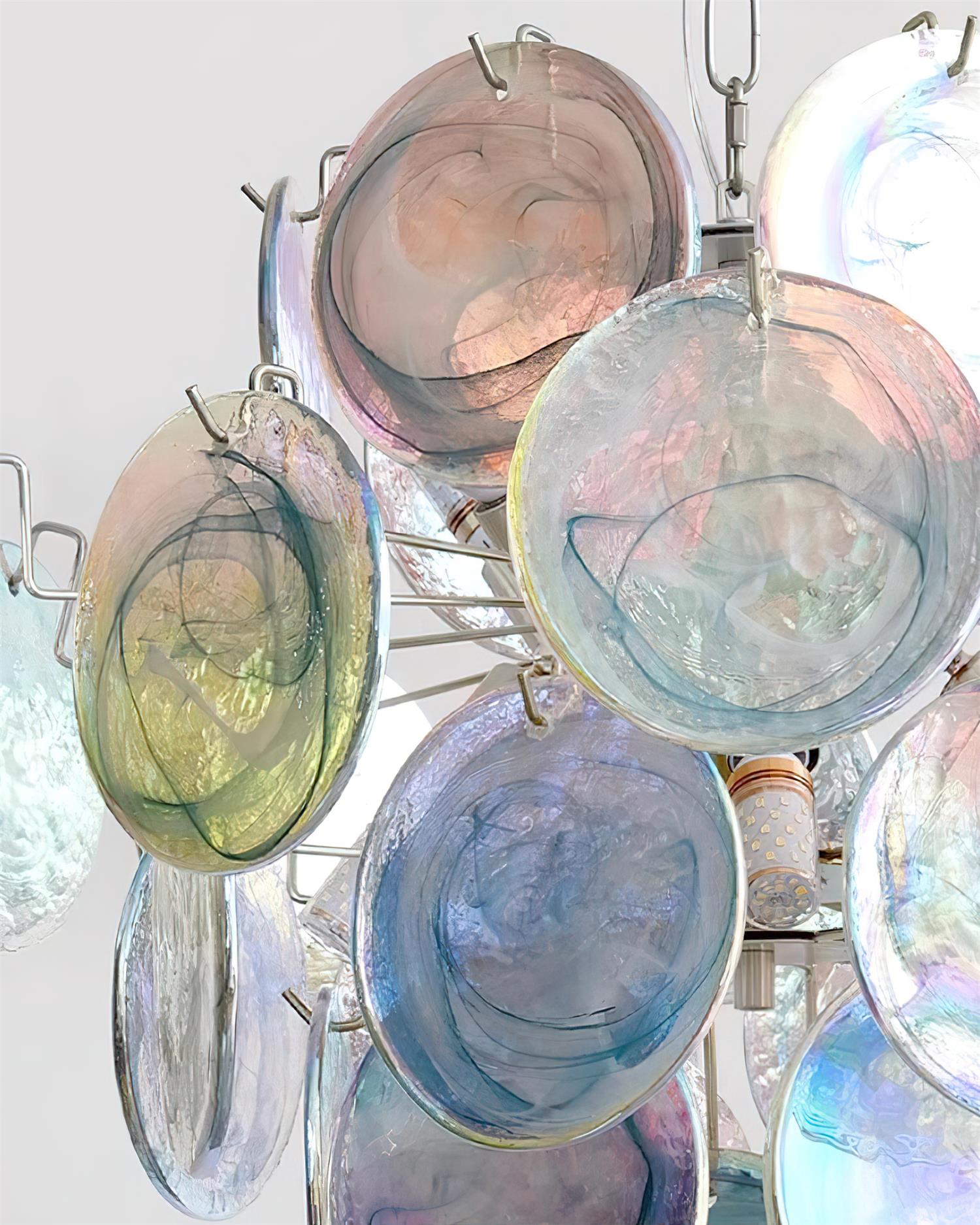 Neuvy Chandelier Iridescent Glass Discs - Letslighting