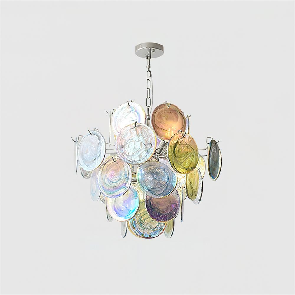 Neuvy Chandelier Iridescent Glass Discs - Letslighting
