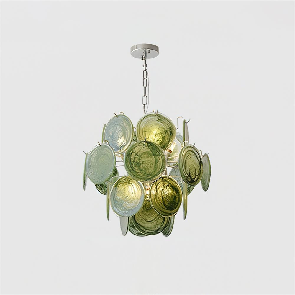Neuvy Chandelier Iridescent Glass Discs - Letslighting