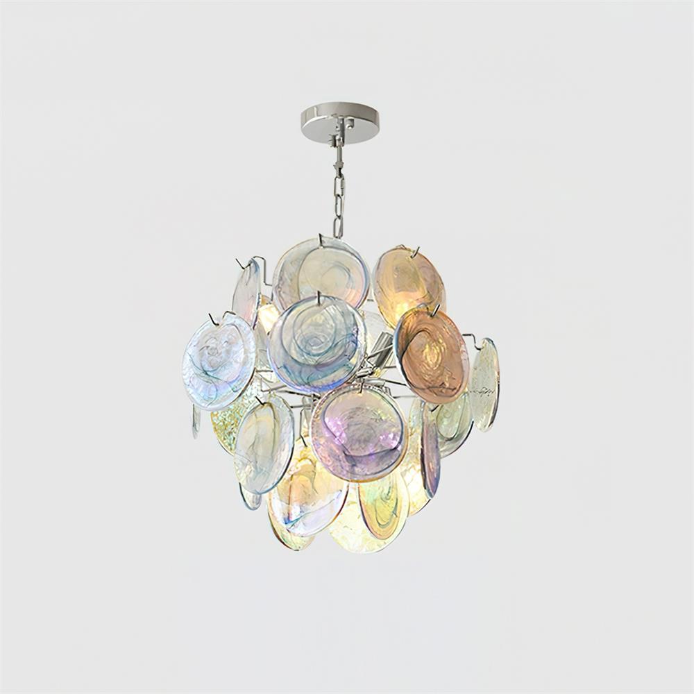 Neuvy Chandelier Iridescent Glass Discs - Letslighting