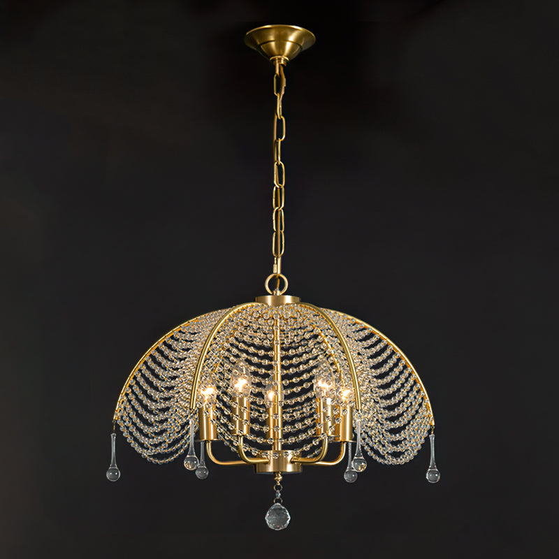 Neville Chandelier Brass Crystal Beads For Luxury Dining - Letslighting