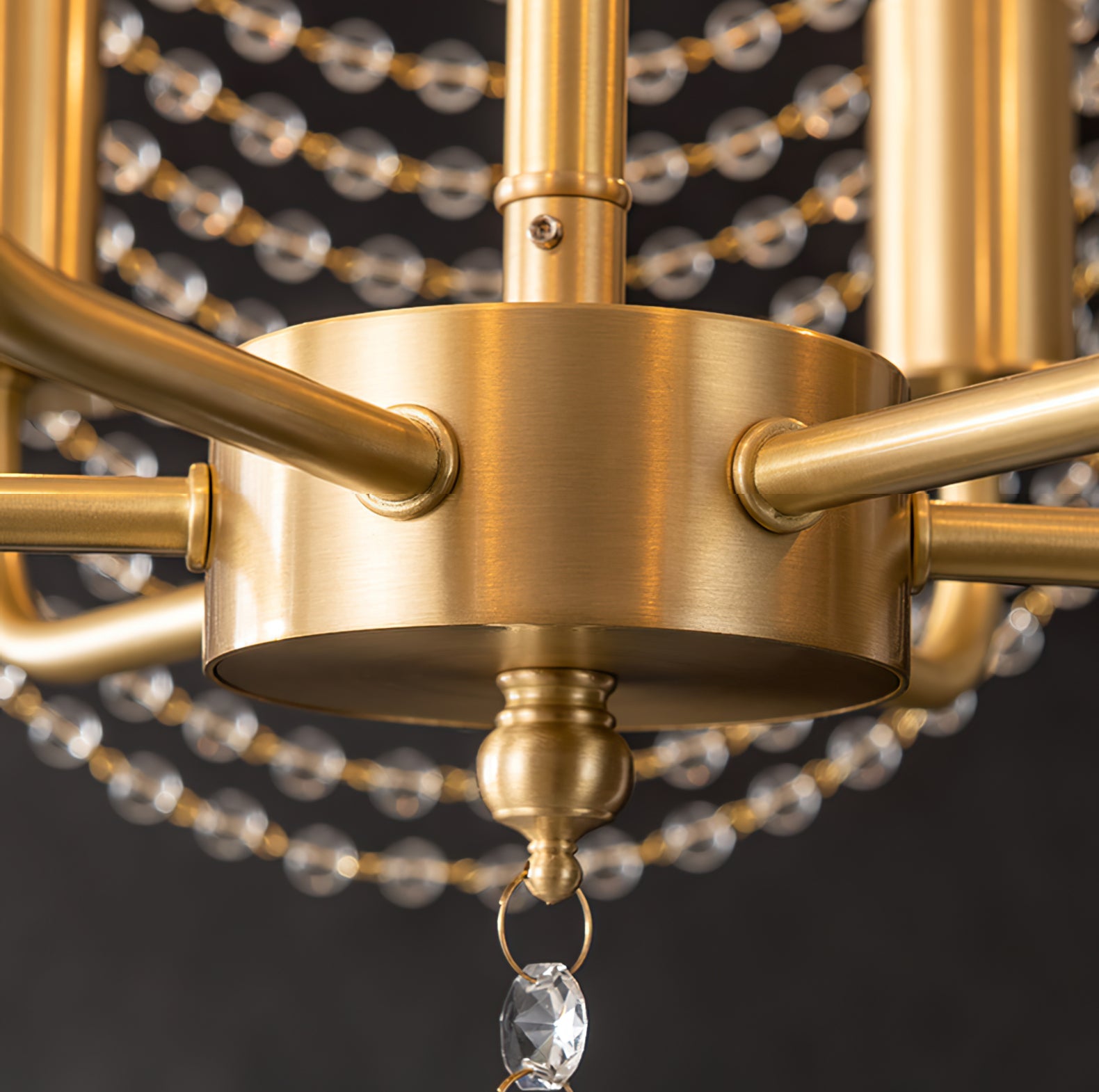 Neville Chandelier Brass Crystal Beads For Luxury Dining - Letslighting